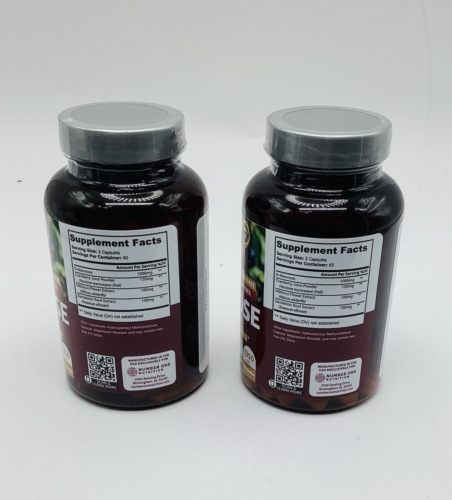 D-Mannose with Cranberry, Hibiscus & Dandelion – 120 Veg Caps – EXP 06/2028