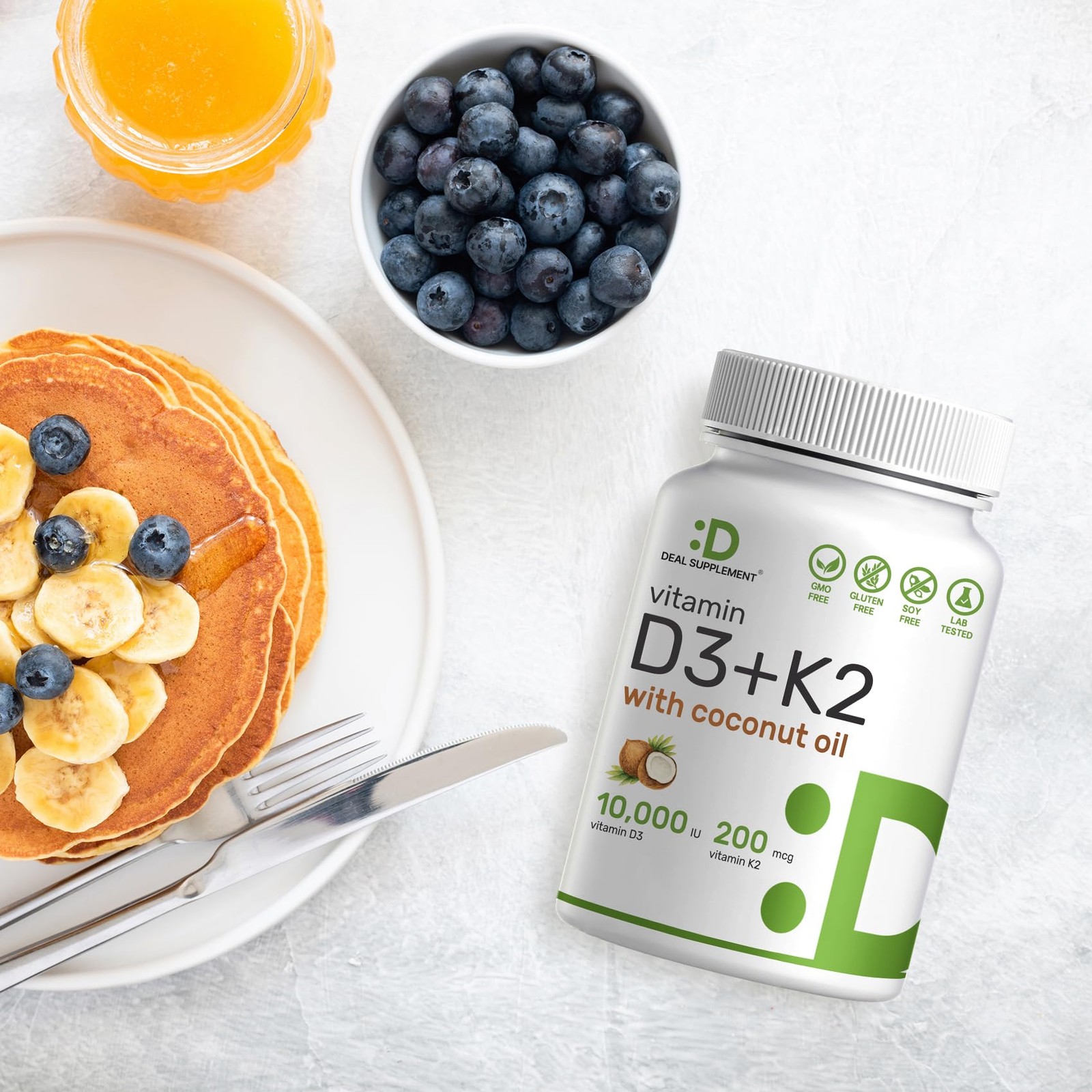 DEAL SUPPLEMENT Vitamin D3 10,000 IU + K2 MK7 250 Count (Pack of 1), Red