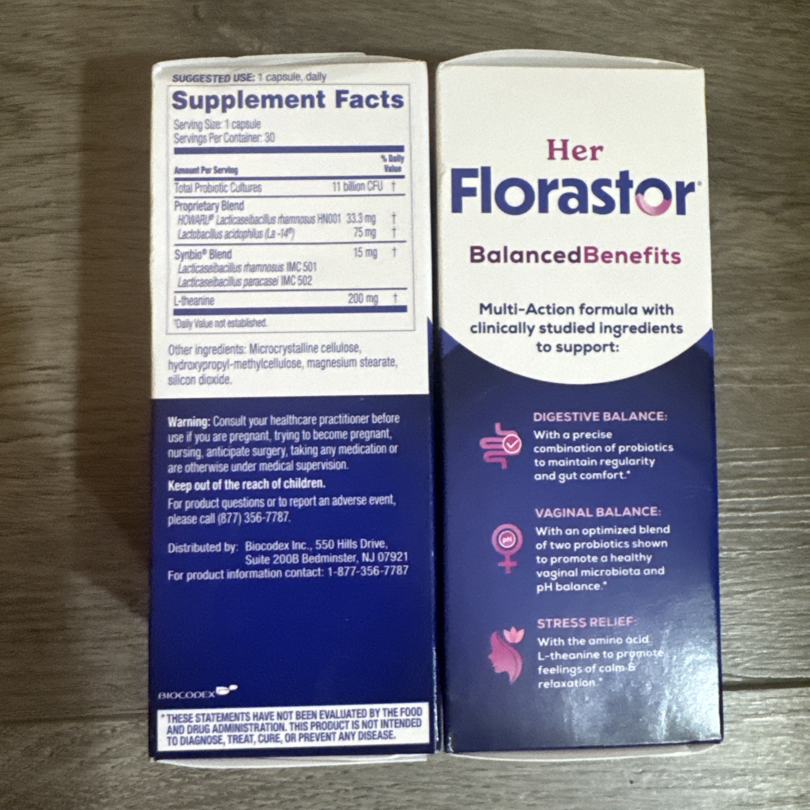 2 Pack Her Florastor Digest + De-Stress Probiotic 30 Caps Each Exp 8/26