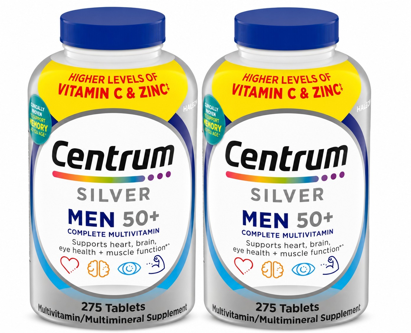 2 Pack Centrum Silver Men 50+, 275 Tablets Multivitamin Multimineral Supplement