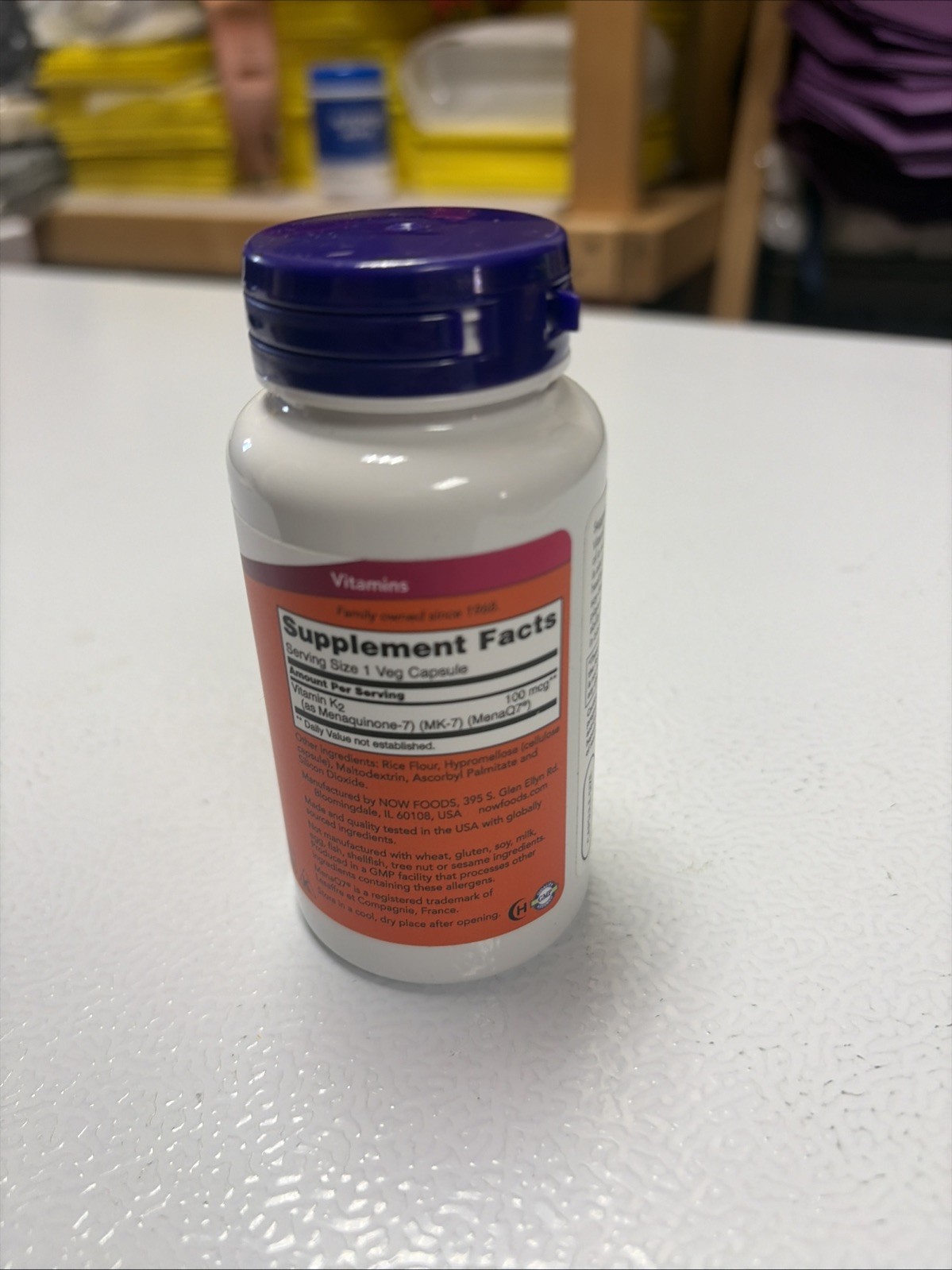 NOW Foods Supplements, MK-7 Vitamin K-2 100 mcg, Cardiovascular Support 03/2028