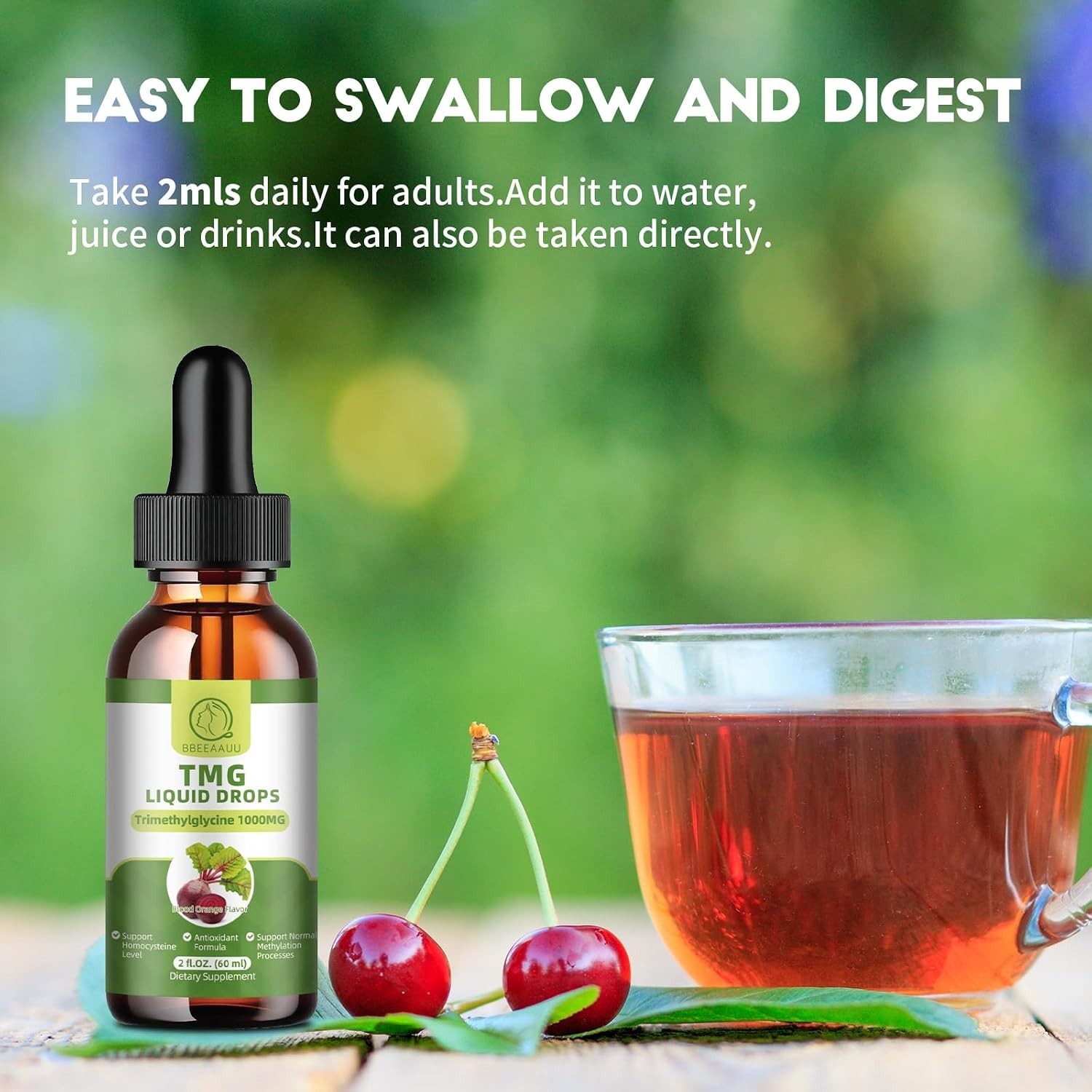 1000MG TMG Liquid Drops – Fast Absorbing Blood Orange Flavor for Daily Wellness