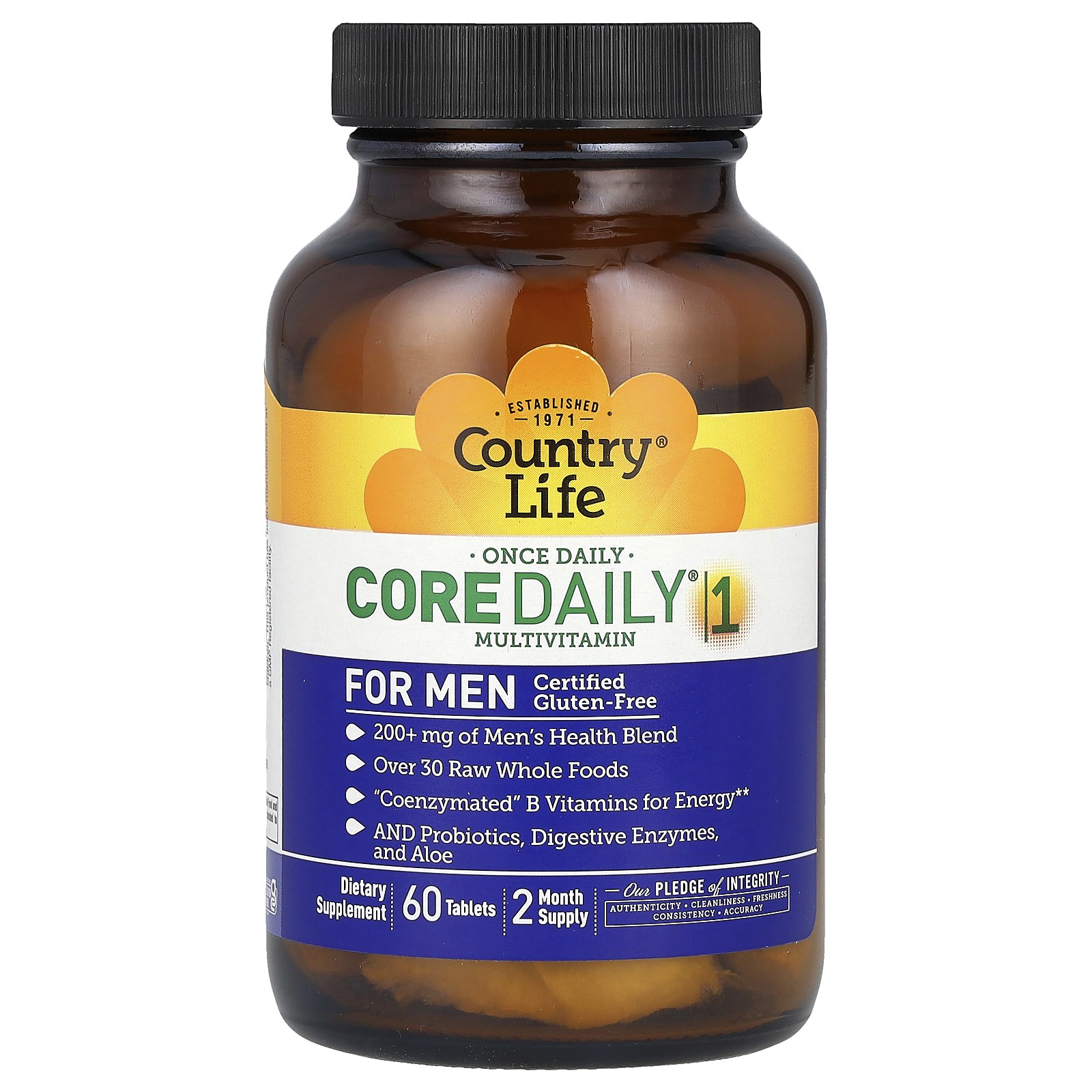 Country Life Core Daily-1 Multivitamins Men 60 Tablets Gluten-Free, GMP Quality