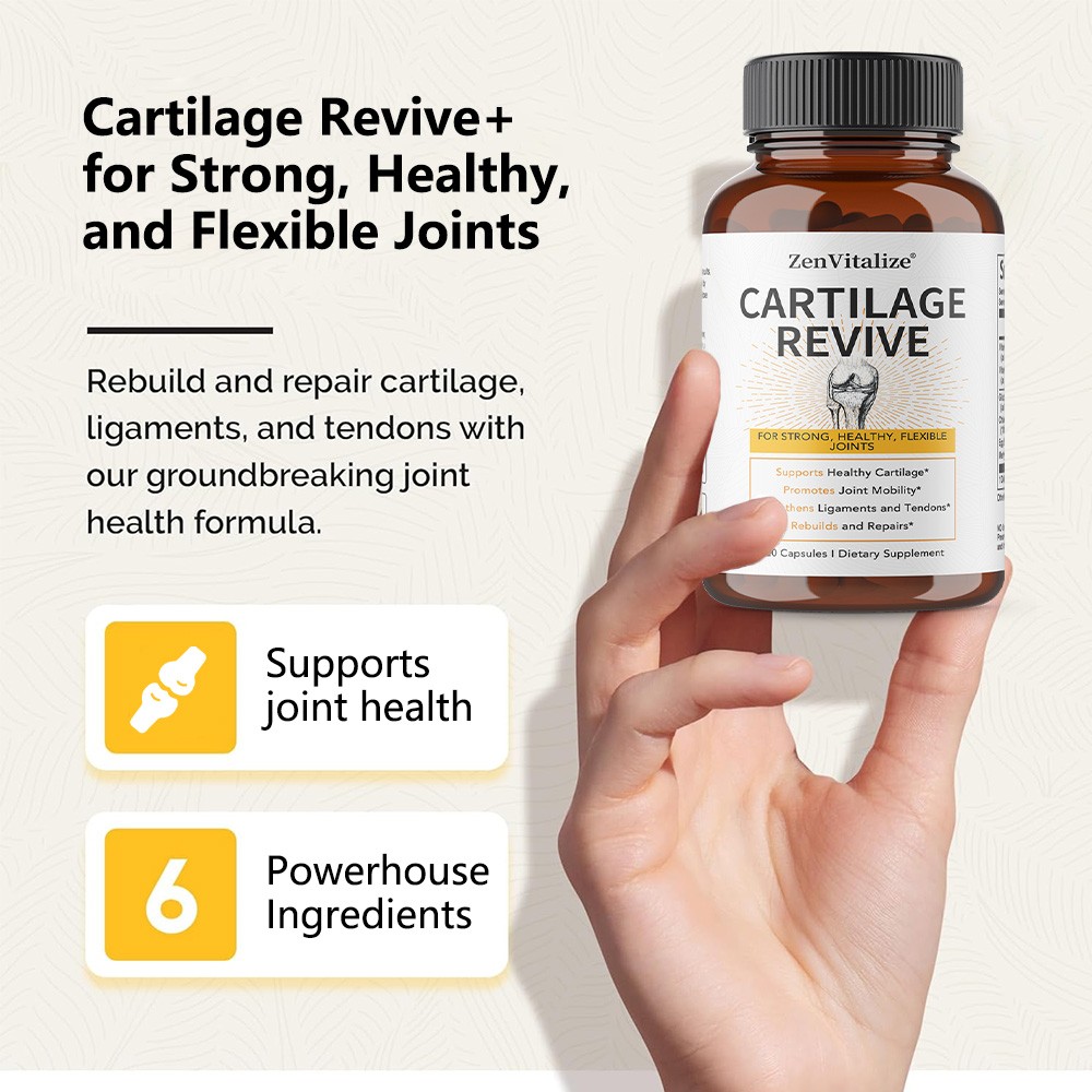 ZenVitalize Cartilage Revive 30/60/120 Caps Non-GMO Reduce Stiffness and Aches