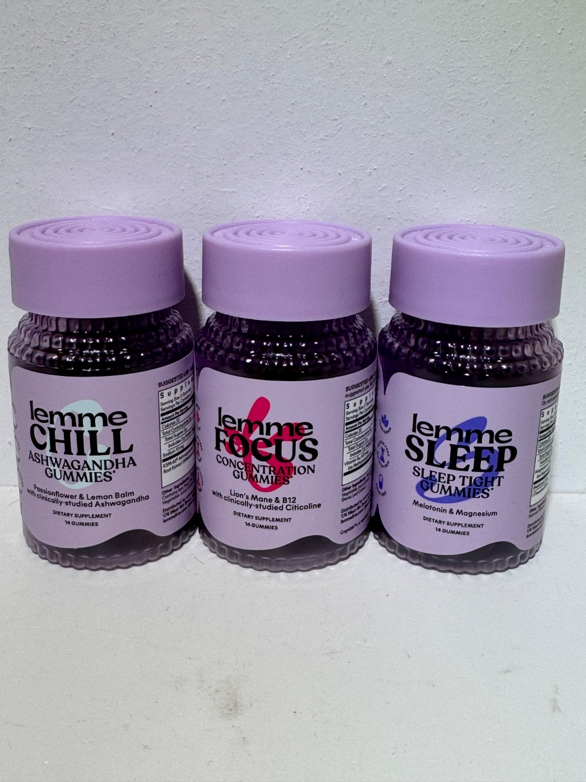 Lemme Chill ashwagandha Focus Sleep melatonin gummies 14 per bottle