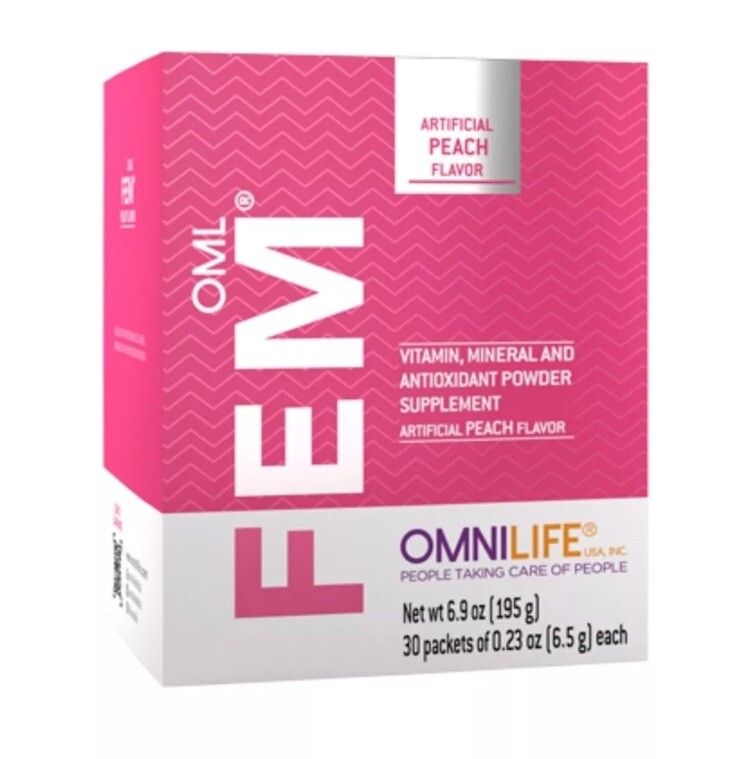 OML Fem | Omnilife | Sabor Durazno | Box w/30 sachets Peach Flavor