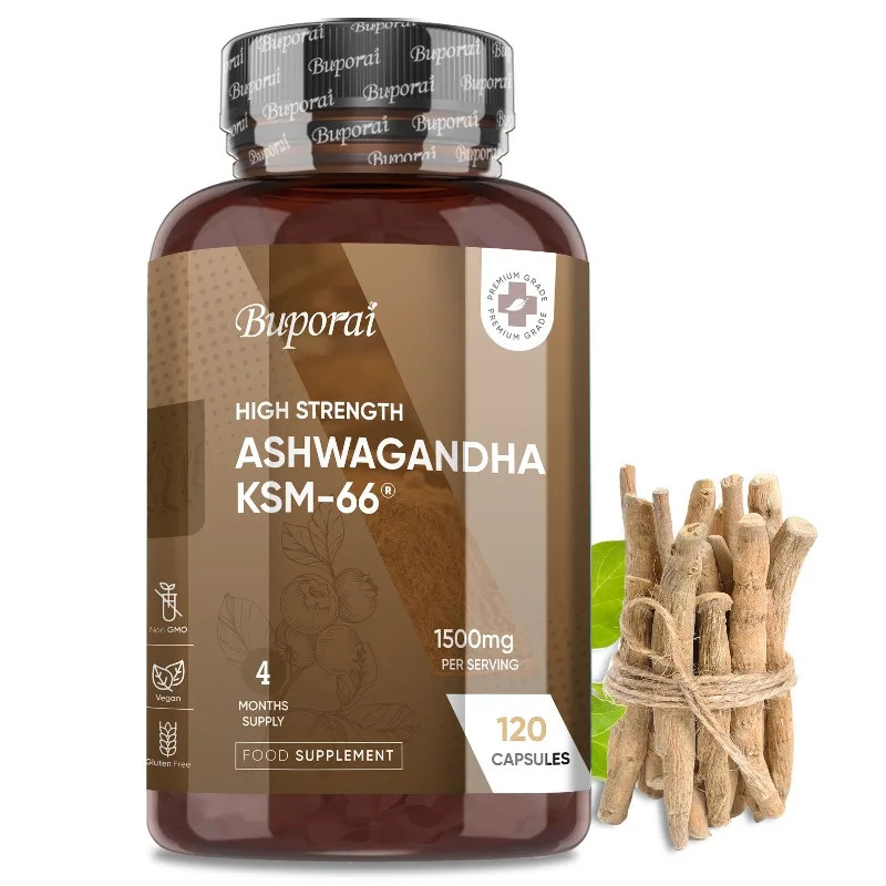 Ashwagandha KSM-66 120pcs, Enhance Muscle Strength, Improve Mood, Absorption