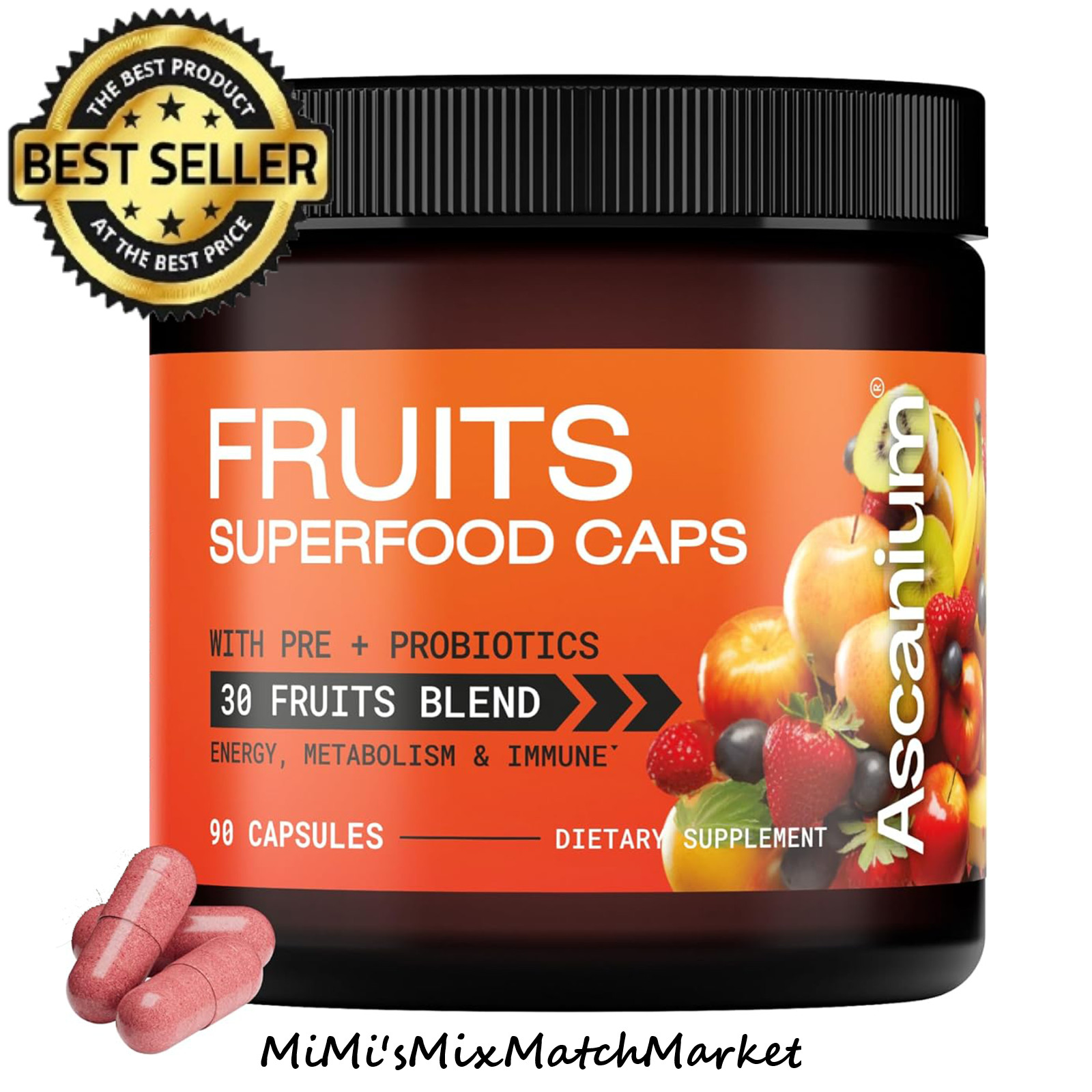 Fruit Supplements 30 Whole Fruit Blend Natures Superfood Energy Immune 90 Count