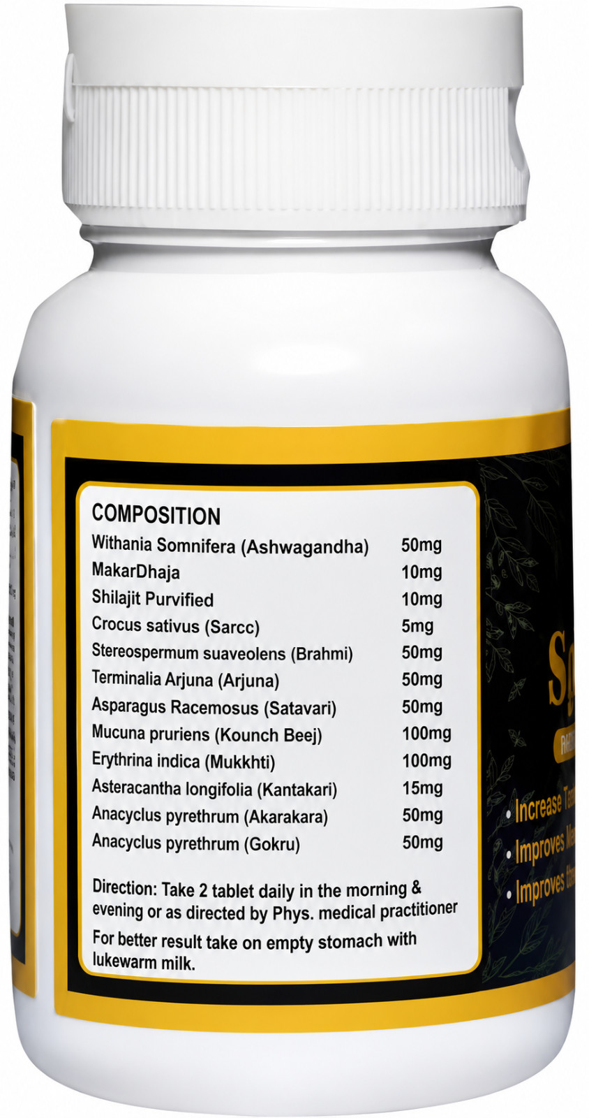 Premium Wellness Tablets 60 Count Ayurvedic Herbal Blend for Men
