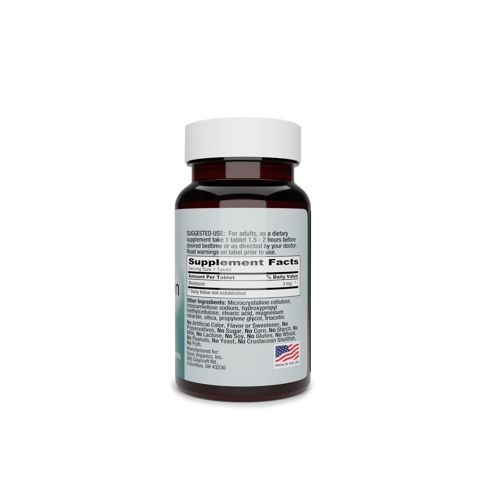 Basic Organics Natural Sleep Aid Tablet 3 mg 1 Bottle(s) 60 per Bottle