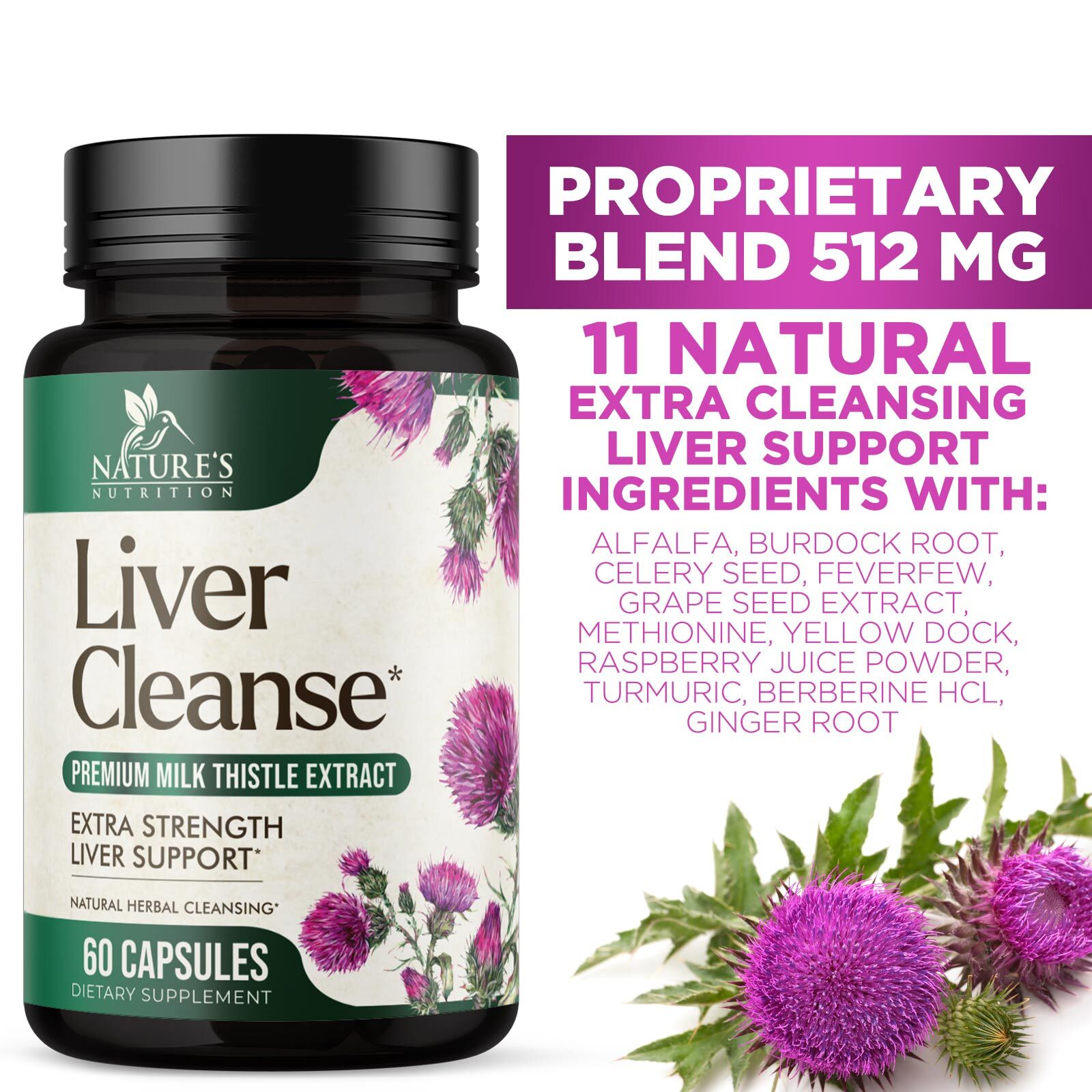 Liver Cleanse & Detox Support Supplement 1166mg with 22 herbs + Milk Thistle