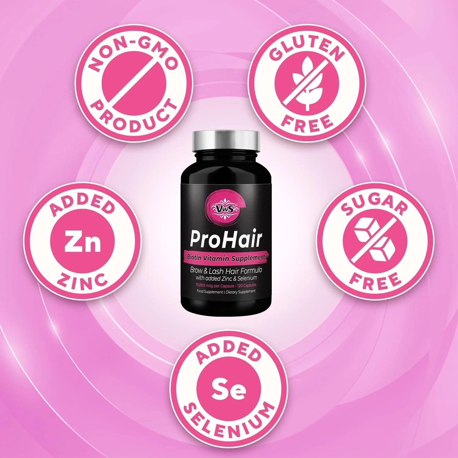 Biotin 10,000 mcg Dietary Supplement w/Zinc & Selenium to Promote Thicker Hai…