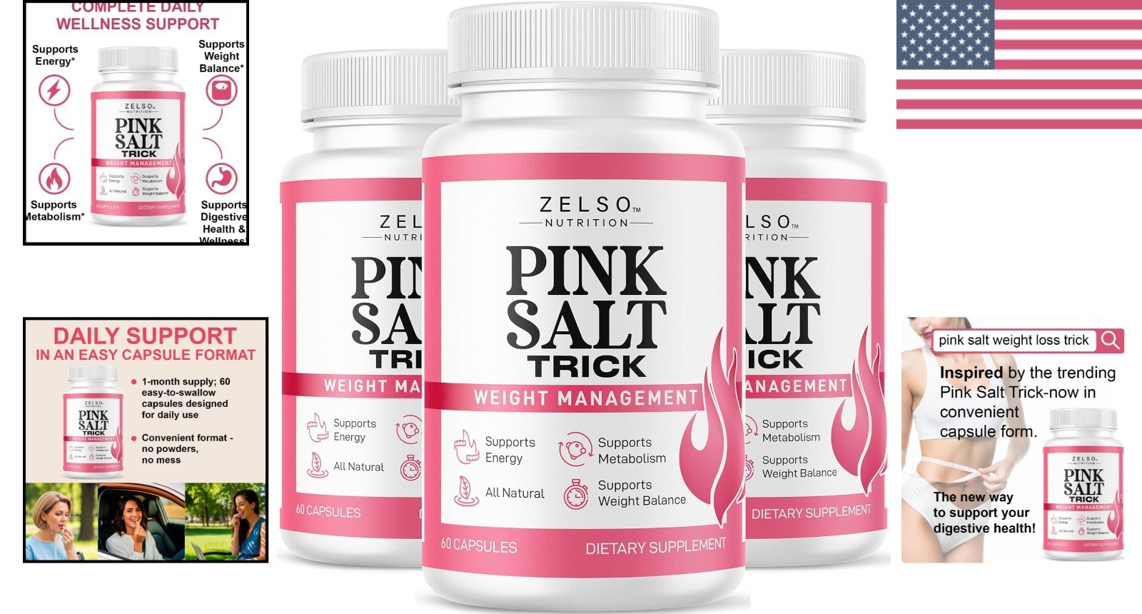(3 Pack) Pink Salt Weight Trick Capsules – New Pink Salt Trick for Weight, En…