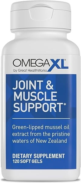 OmegaXL Joint Support Supplement Green Lipped Mussel Oil Softgels 120 Count