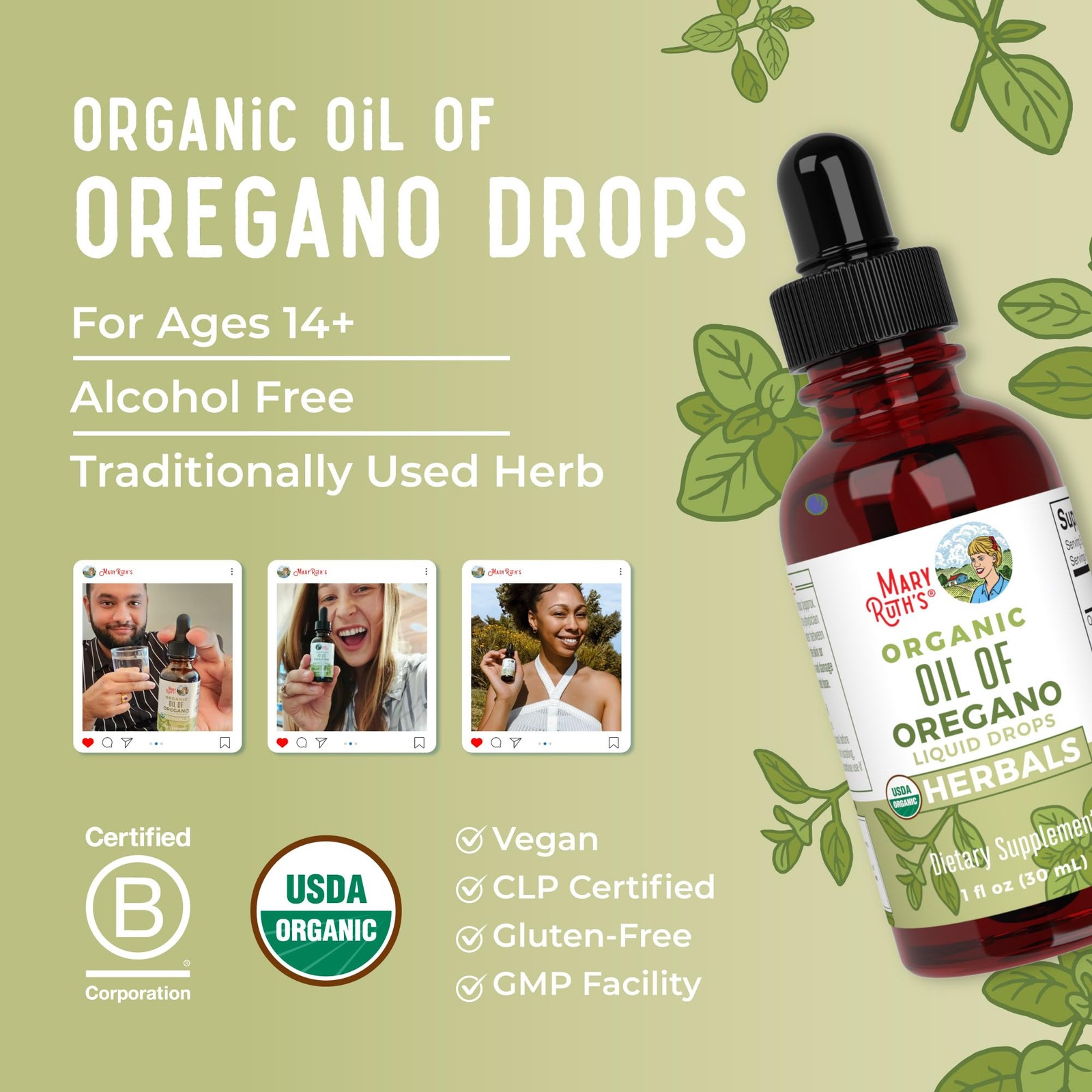 Premium rganics Oregano Oil Month | 6 Drops Supply | USDA Organic Oil of Or… P