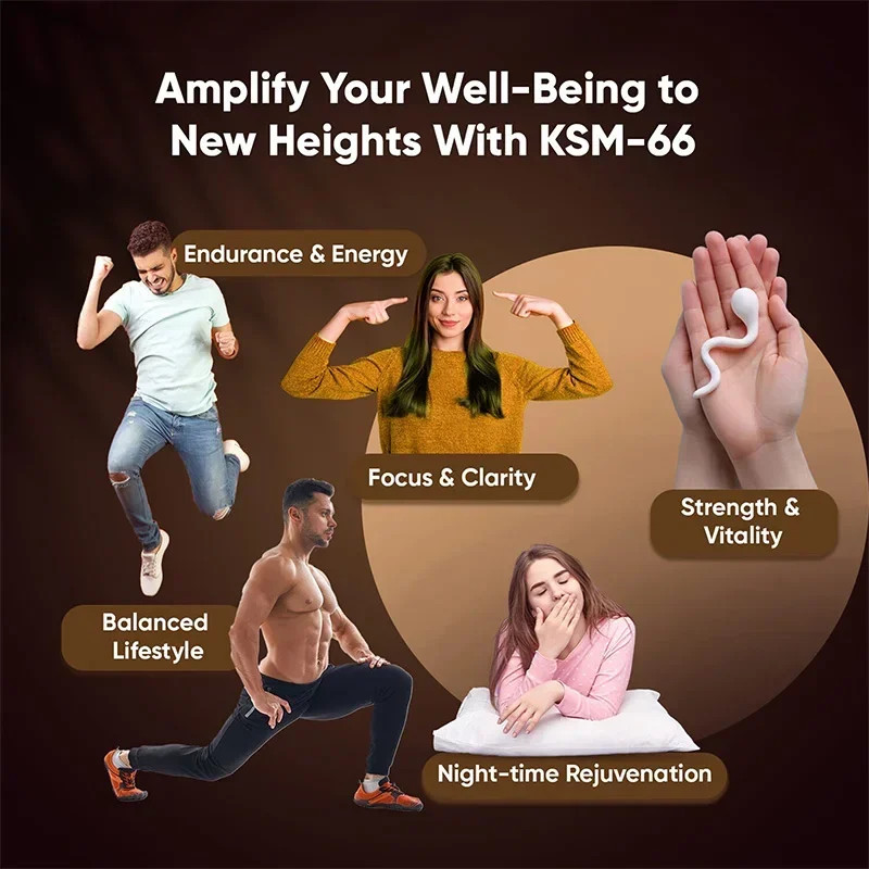 Ashwagandha KSM-66 120pcs, Enhance Muscle Strength, Improve Mood, Absorption