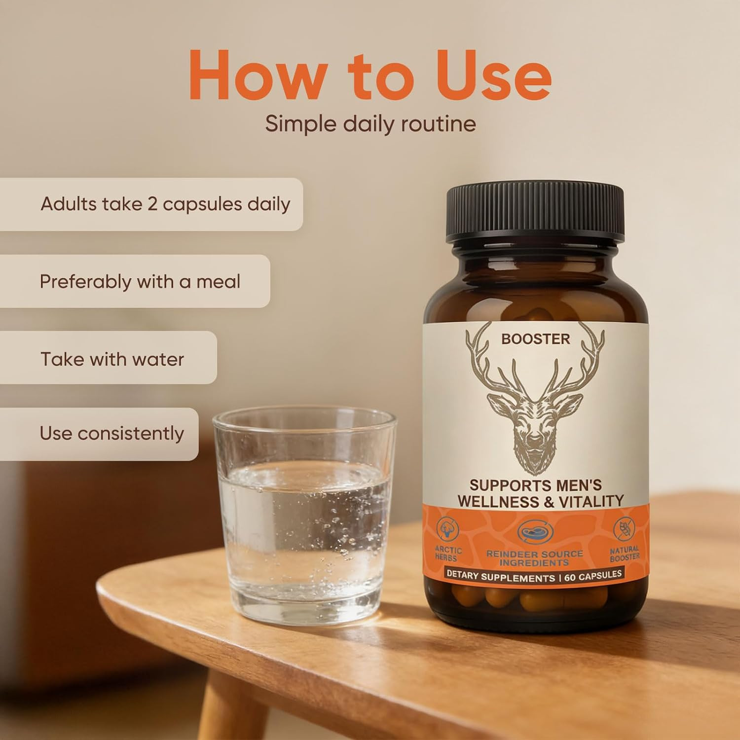 3X Men’S Vitality Supplement–Arctic & Herbal Nutrient Reindeer Blend– Daily Ener