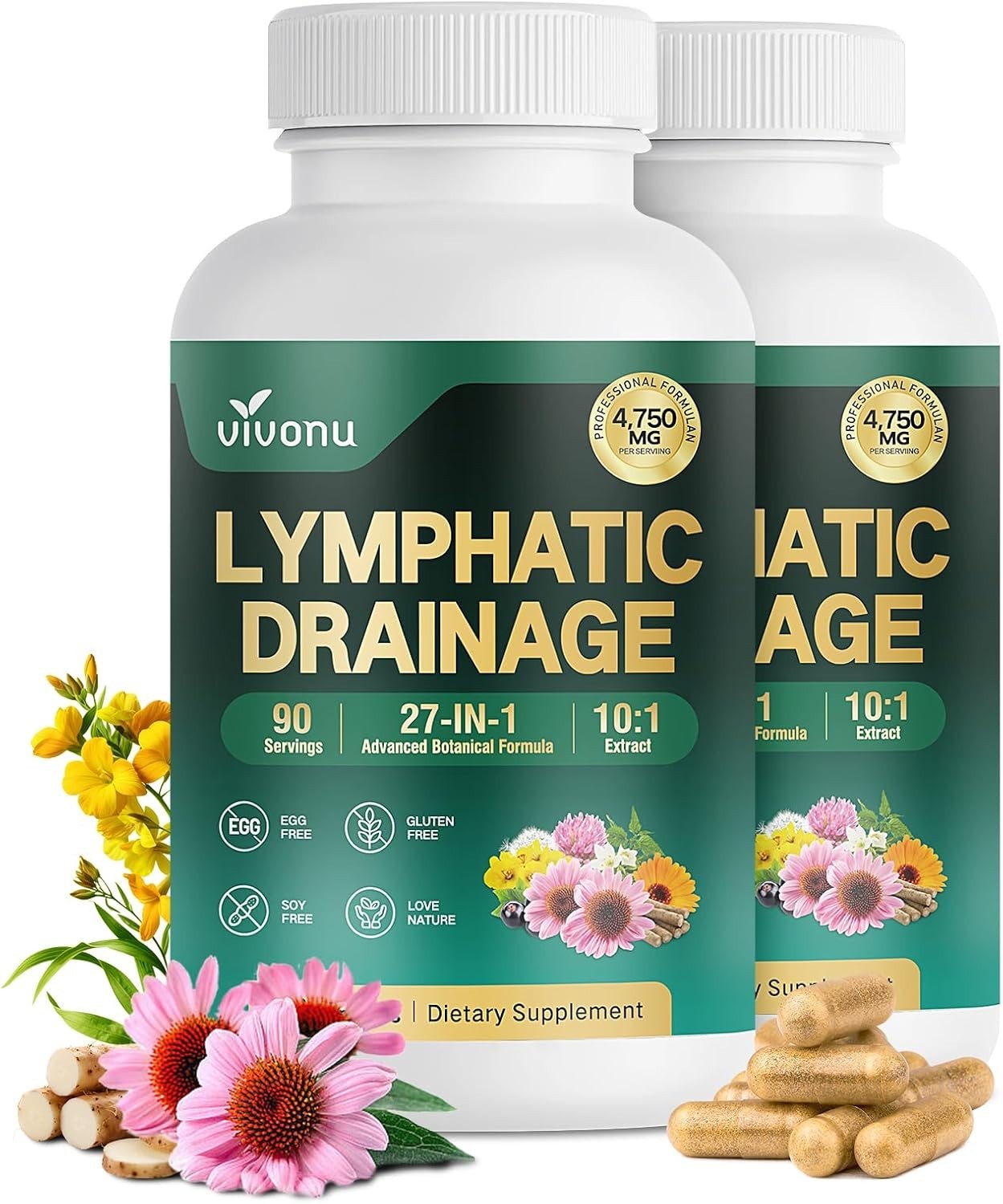 Natural 27-in-1 Lymphatic Support with Mullein & Burdock – High Potency Formula