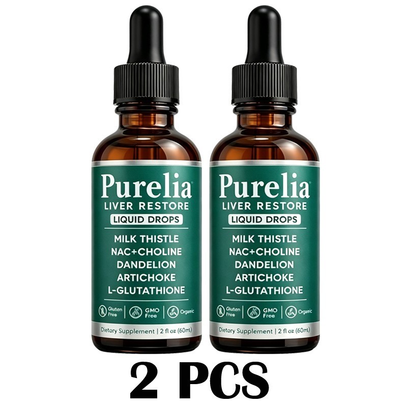 2X Purelia Liver Restore Drops – Complete Liver Detox Support Supplement 60ml US