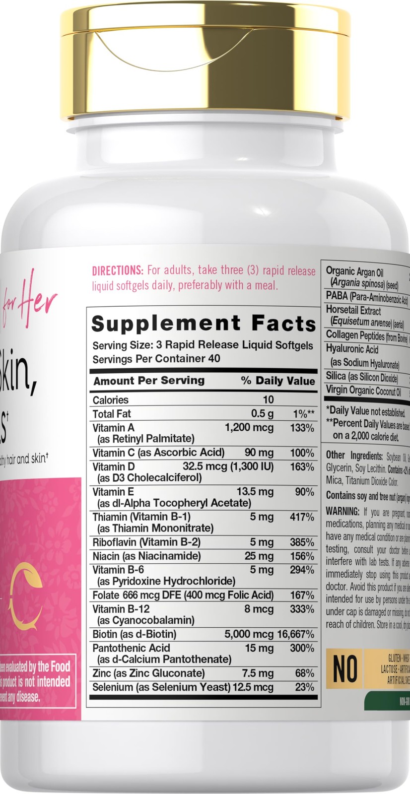 Carlyle Hair Skin and Nails Vitamin | 120 Softgels | 120 Count (Pack of 1)