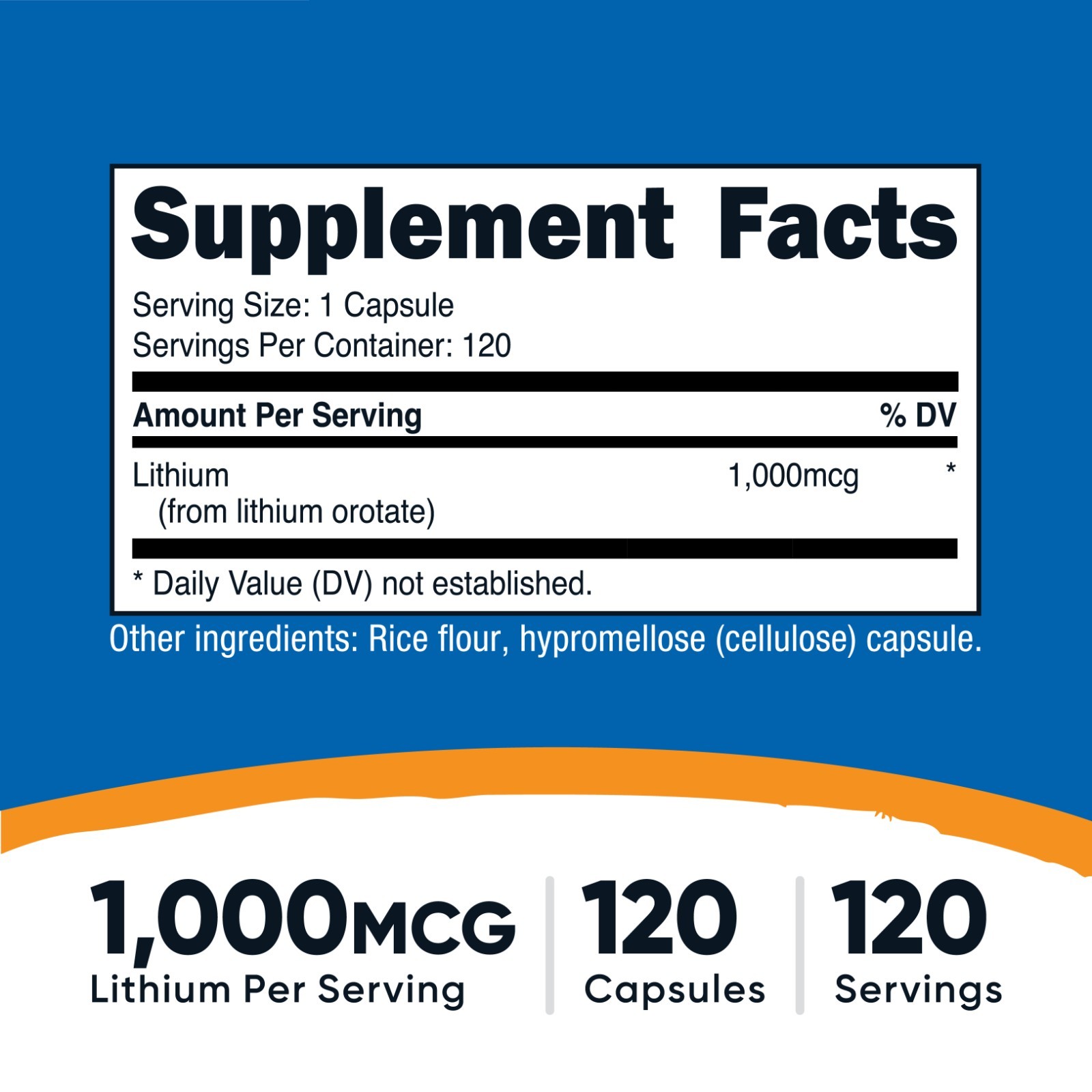 Nutricost Lithium Orotate (1,000mcg) 120 Capsules – Vegan, Gluten-Free, GMO-Free