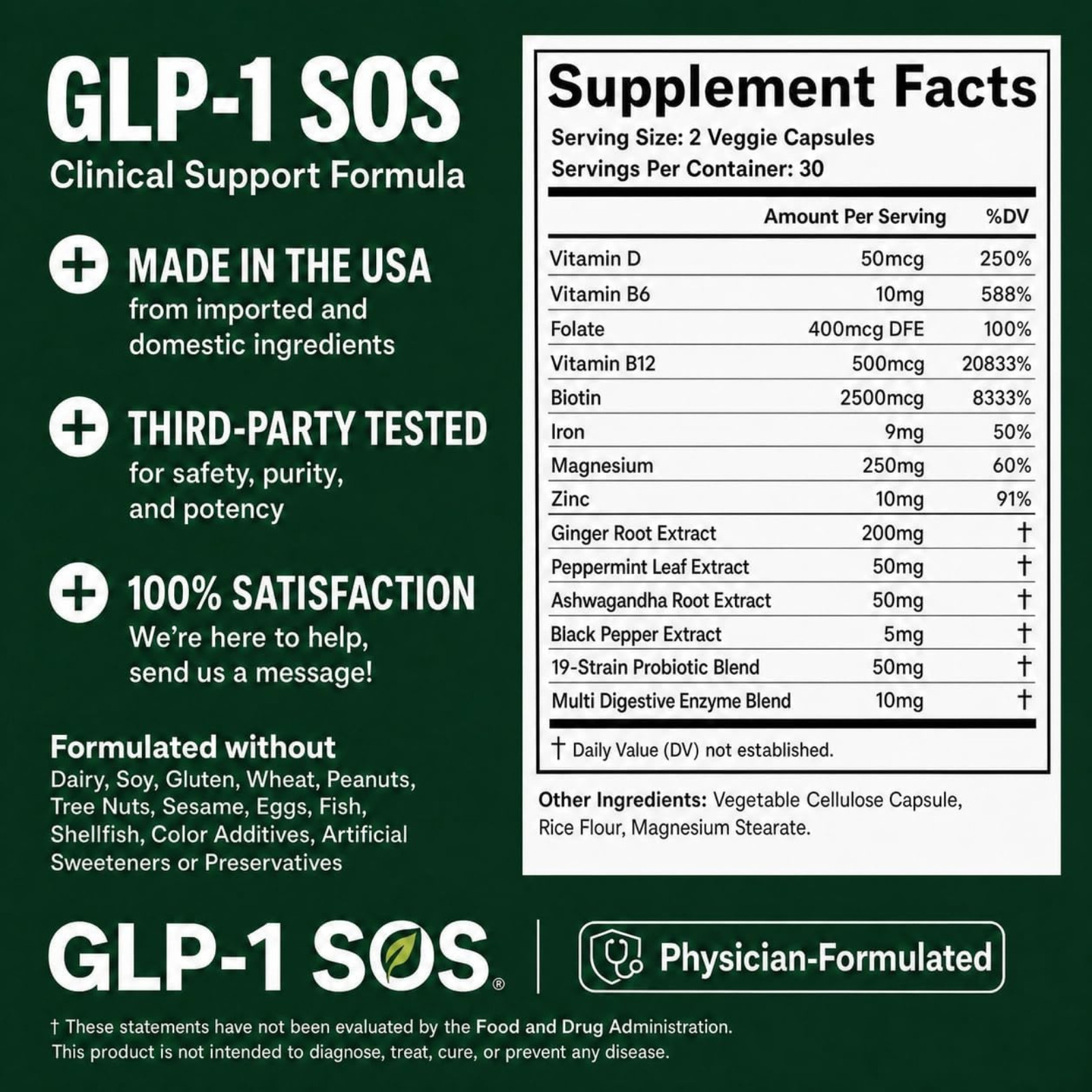 Advanced Digestive Support Probiotic Magnesium Ginger Comfort Supplement 60 Caps