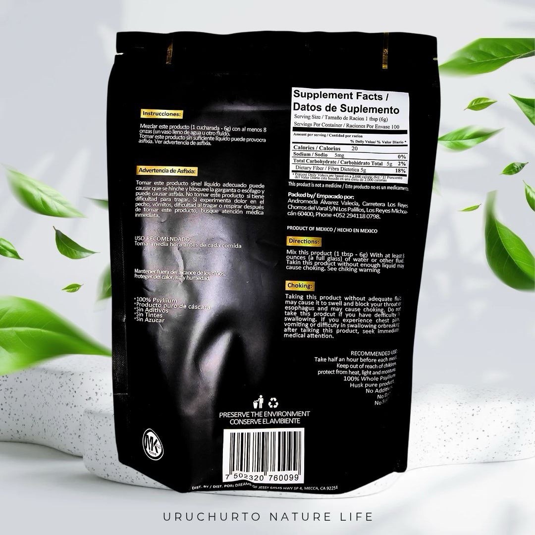 URUCHURTO Supplements Organic Psyllium Husk Powder – Dietary Fiber