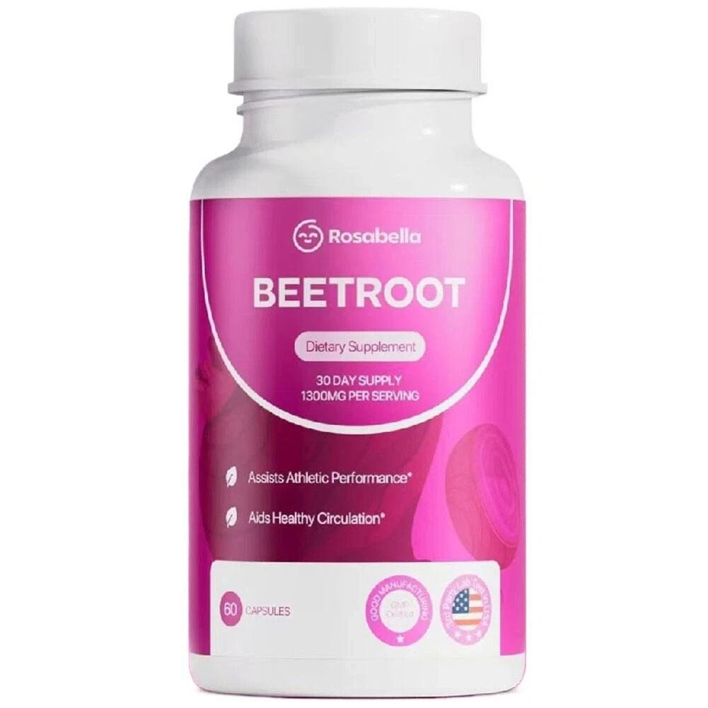 3PCS Rosabella Organic Beet Root 60 Capsules Natural Energy Boost Blood Pressure