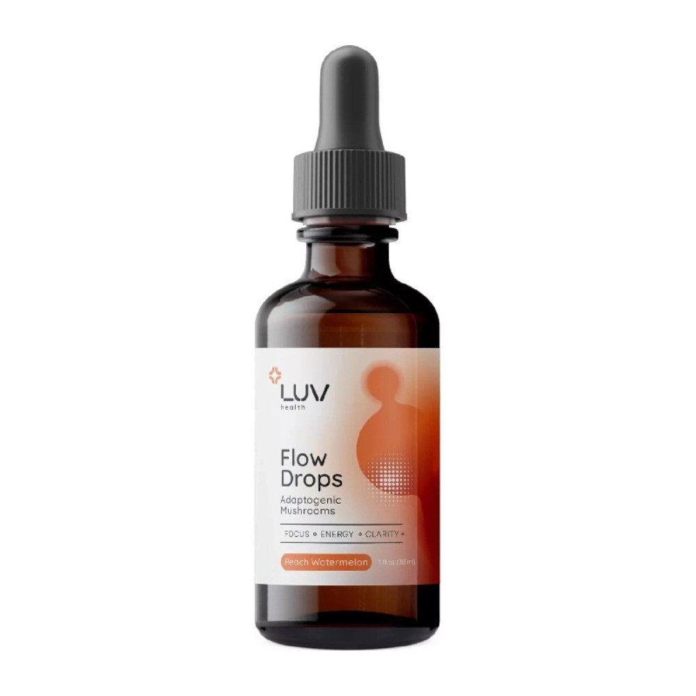 1-5X LUV Health Flow Drops-Adaptogen Mushroom Blend-Peach Watermelon Flavor-1oz~