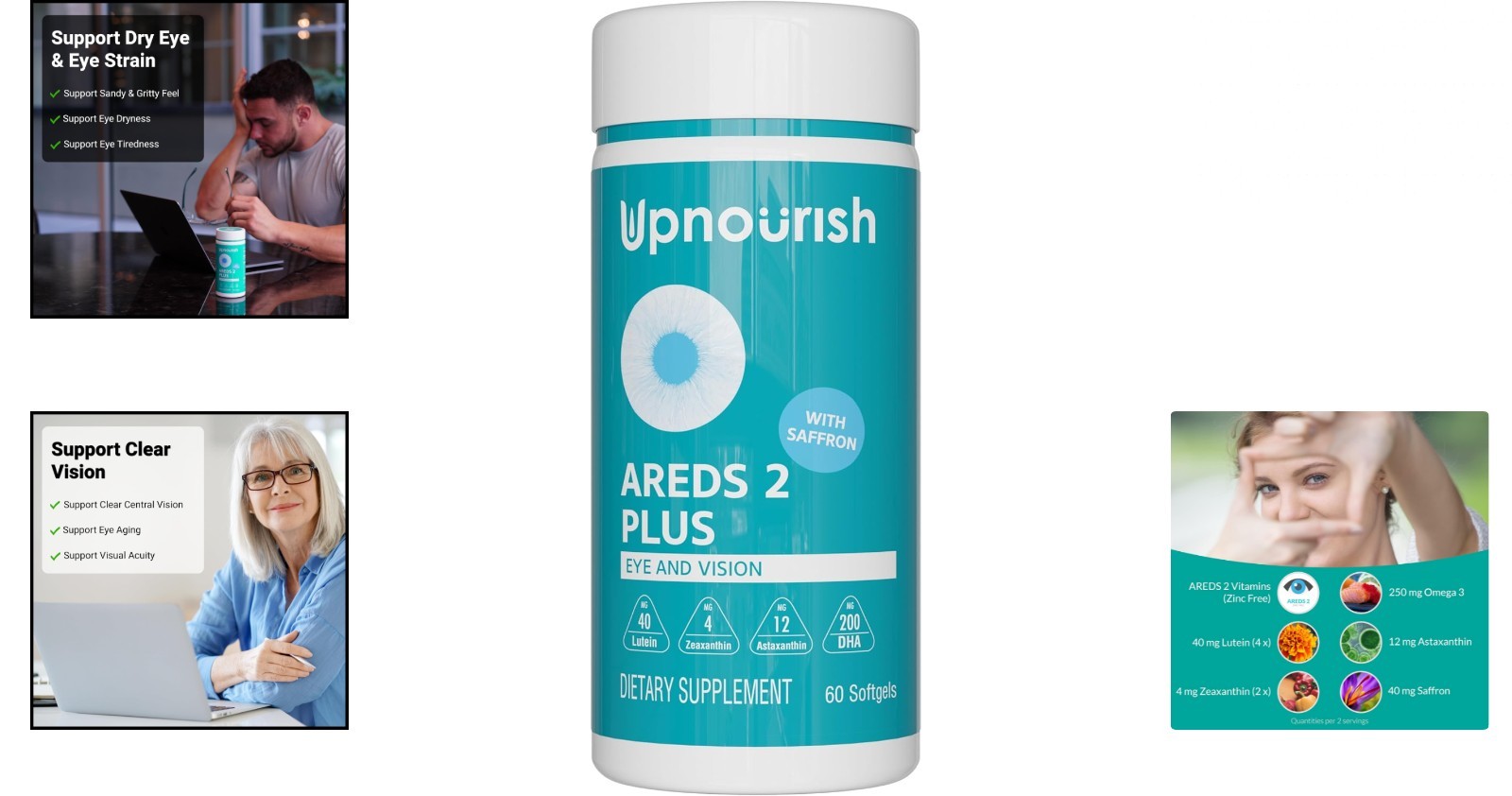 UpNourish AREDS 2+ – Advanced Eye Vitamin Supplement for Macular Health and D…