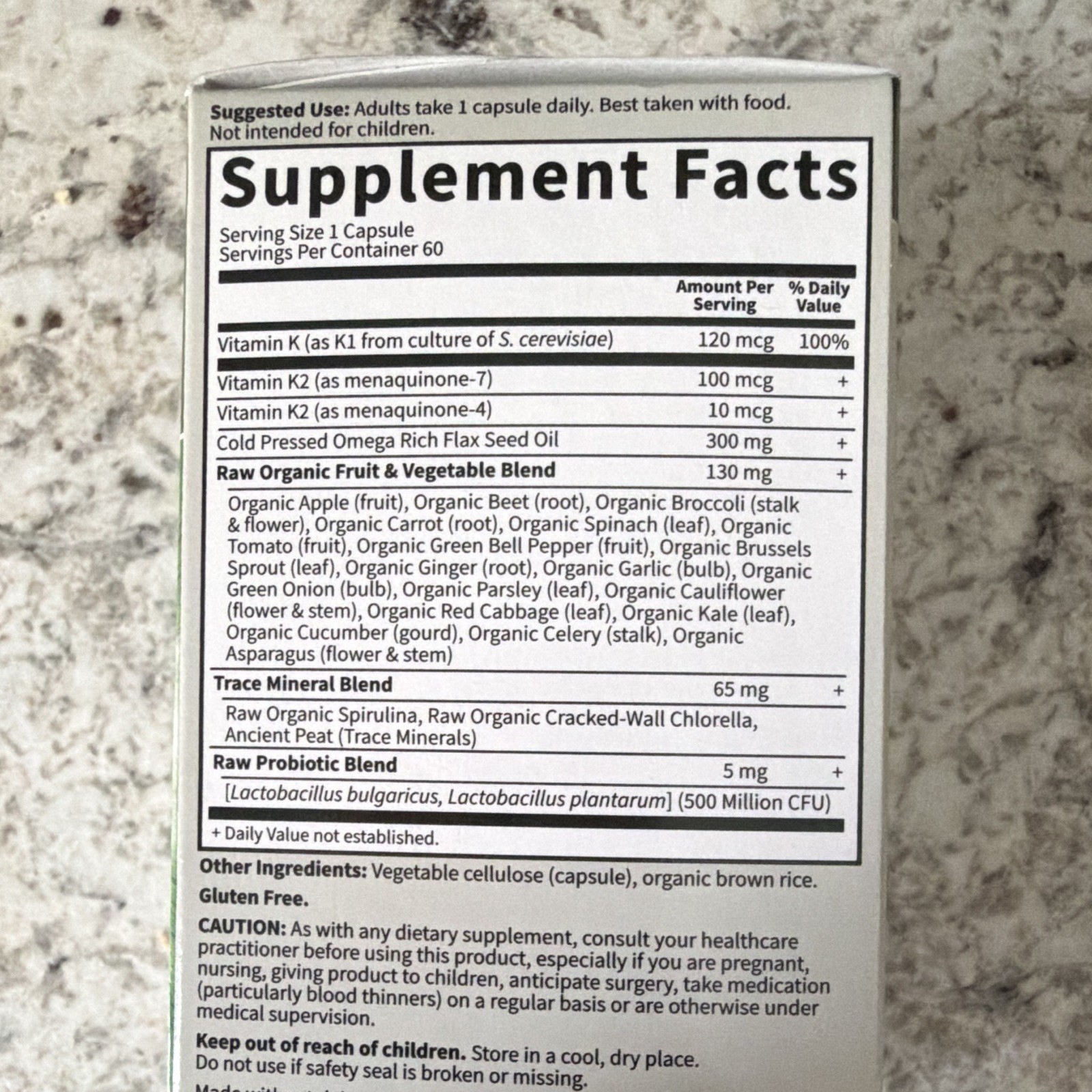 Garden of Life Vitamin Code RAW K-Complex 100 mcg, 60 Capsules Vegan Non-GMO