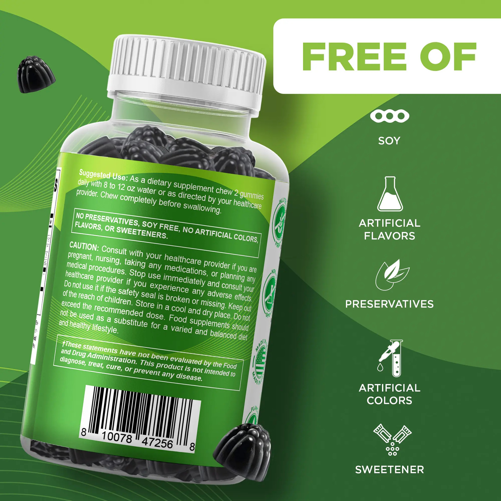 60 Count Pectin-Based Sugar Free Moringa Chew Gummies Daily Wellness