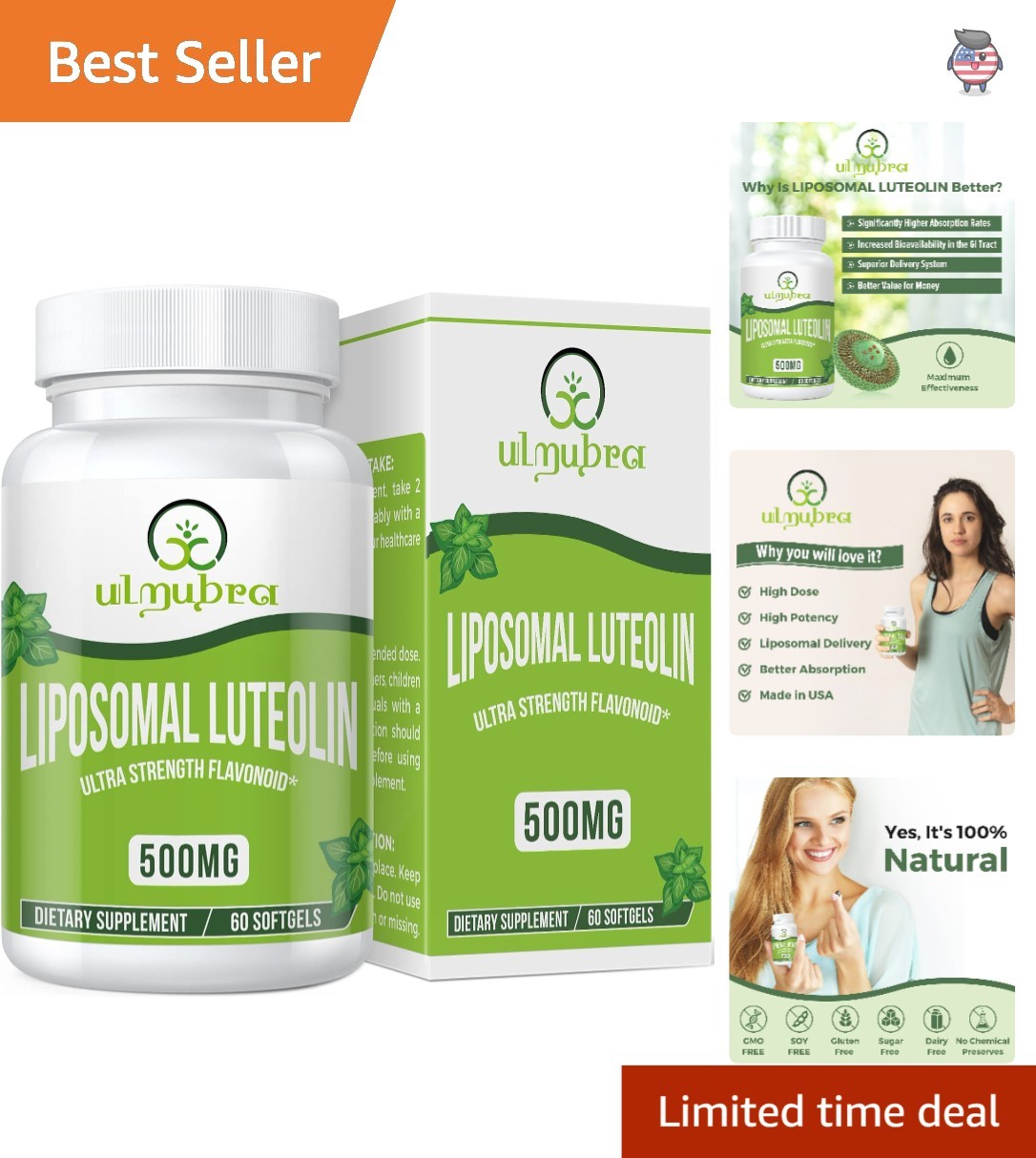 Potent 500MG Liposomal Luteolin Softgels – Non-GMO, 60 Count for Optimal Health