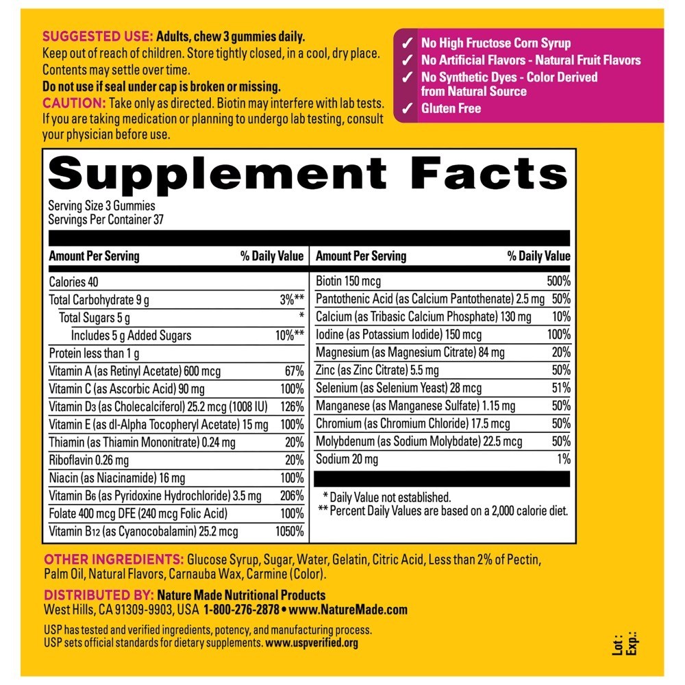 Advanced Multivitamin Gummies for Women 50 Plus, Multivitamin for Women, 111