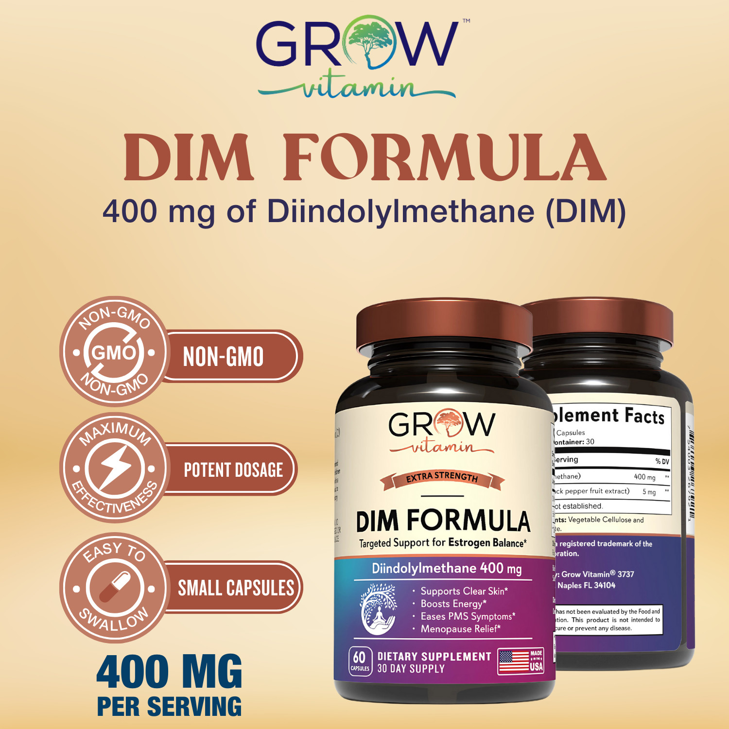 Dr. Berg’s Estrogen Balance DIM (Diindolylmethane) Healthy Estrogen 60 capsules