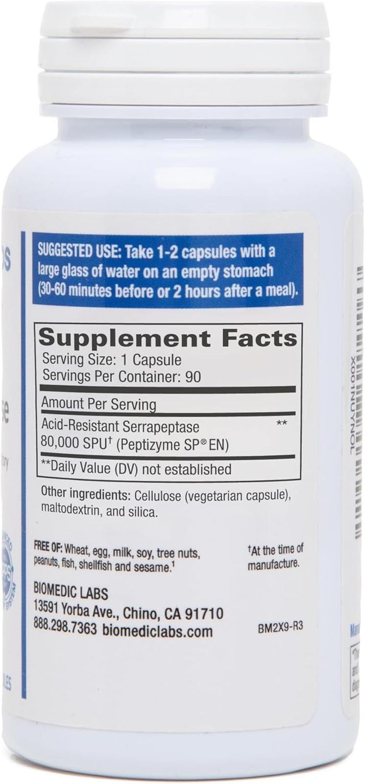 Serra-Rx 80,000 SPU Serrapeptase – Acid-Resistant Proteolytic Systemic Enzyme, N