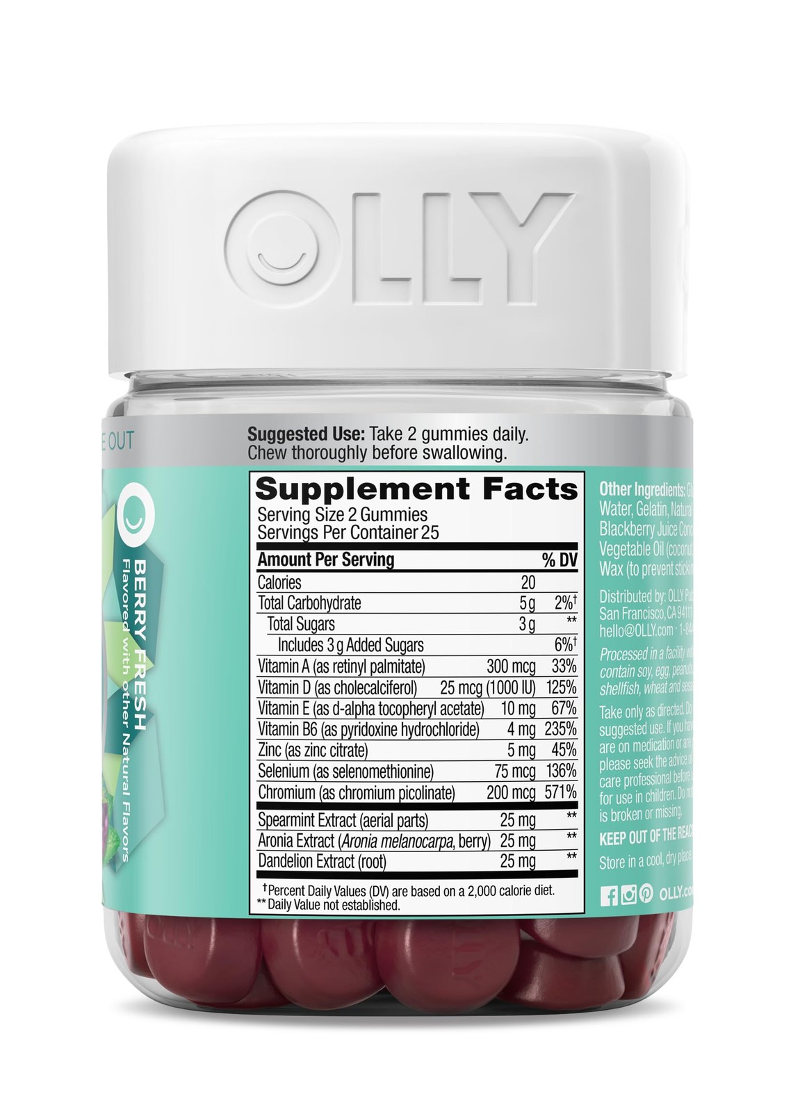 OLLY Flawless Complexion Gummy, Clear and Healthy 50 Count (Pack of 1), Brown