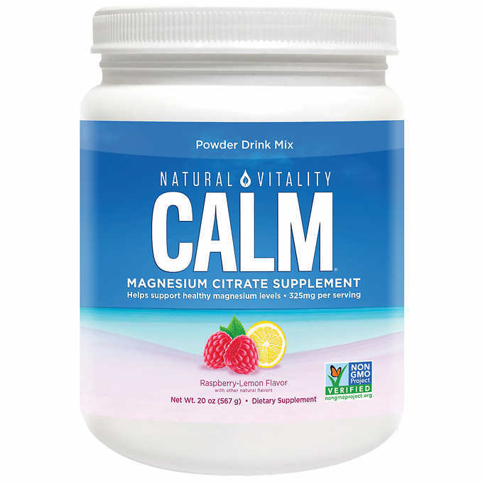 Natural Vitality Calm Magnesium Citrate Powder 20oz-142 Servings Raspberry/Lemon