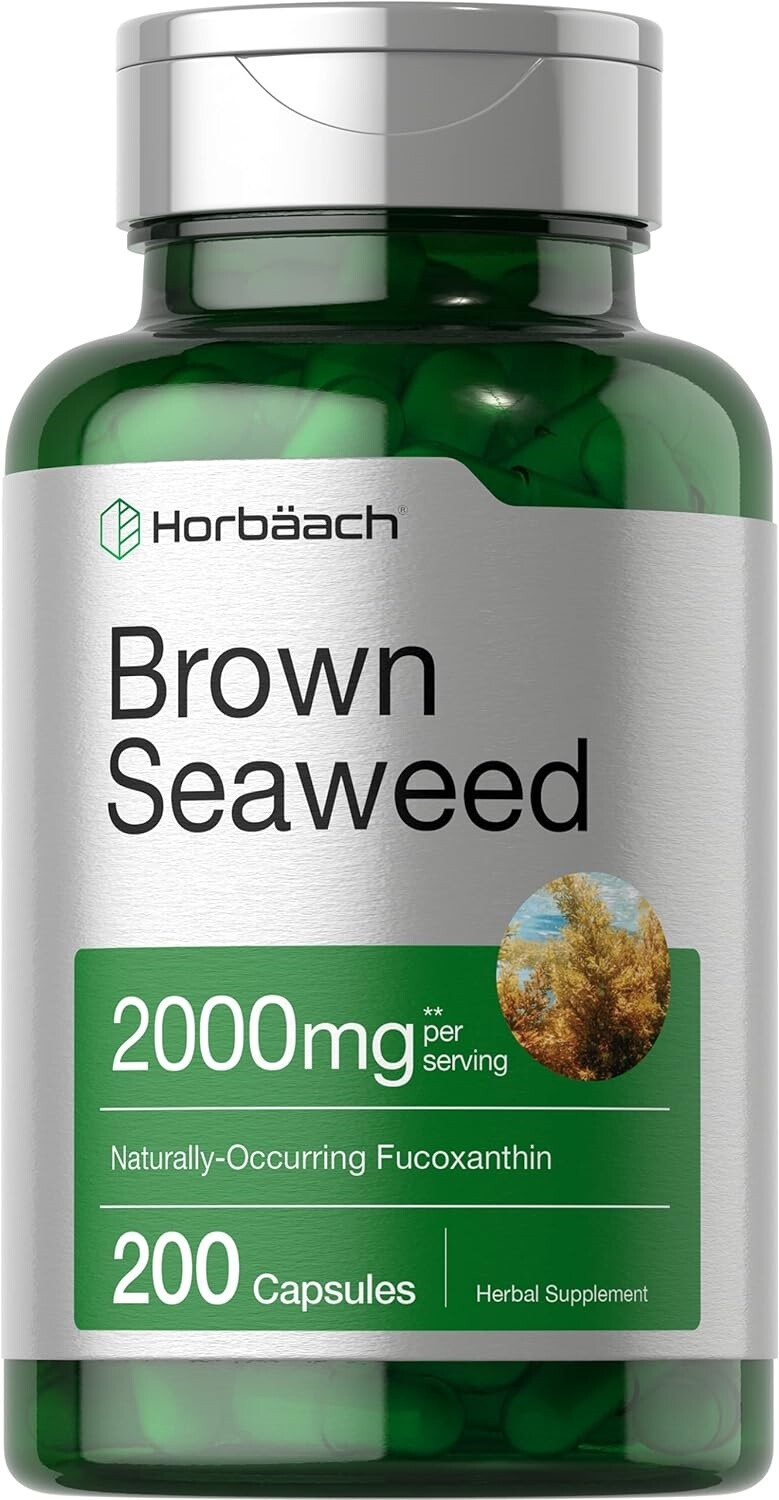 Brown Seaweed Extract 2000 Mg Fucoxanthin Supplement Marine Algae, 200 Capsules