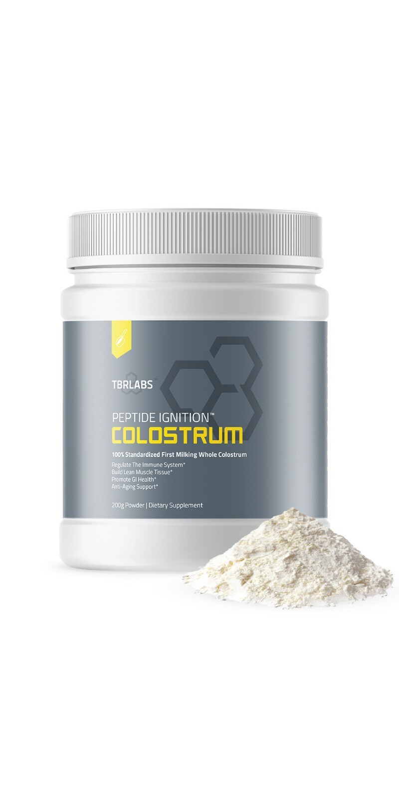 TBR Labs Bovine Colostrum Powder, First Milking USA Source – 200g (132 Servings)
