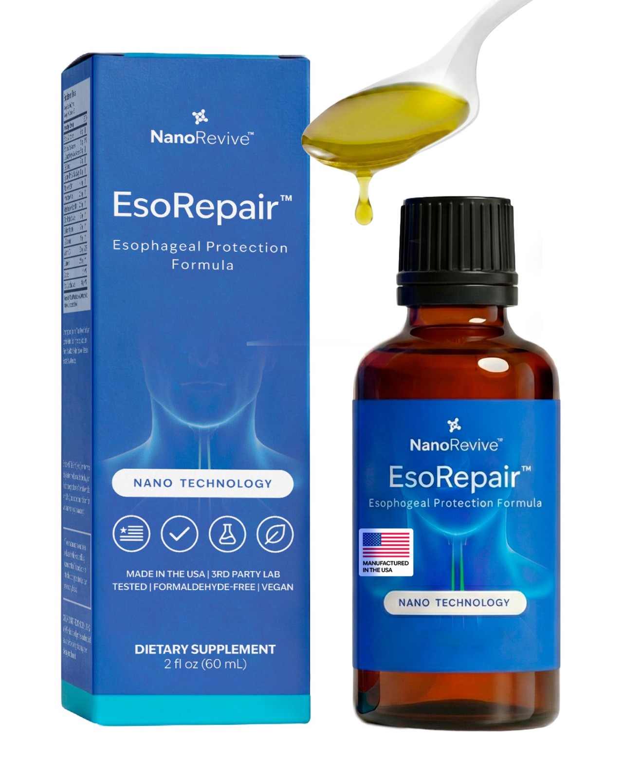 EsoRepair Nano Esophageal Health Supplements for Men & 2 Fl Oz (Pack of 1)