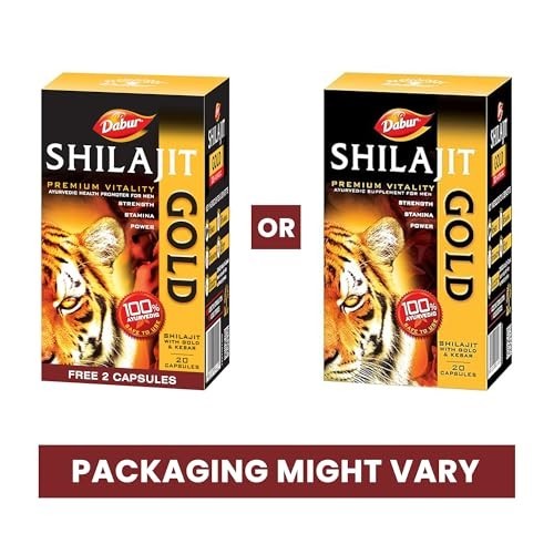 Shilajeet Go0ld Caps 20 Caps Ayurvedic Energy Stamina Support Pack 10