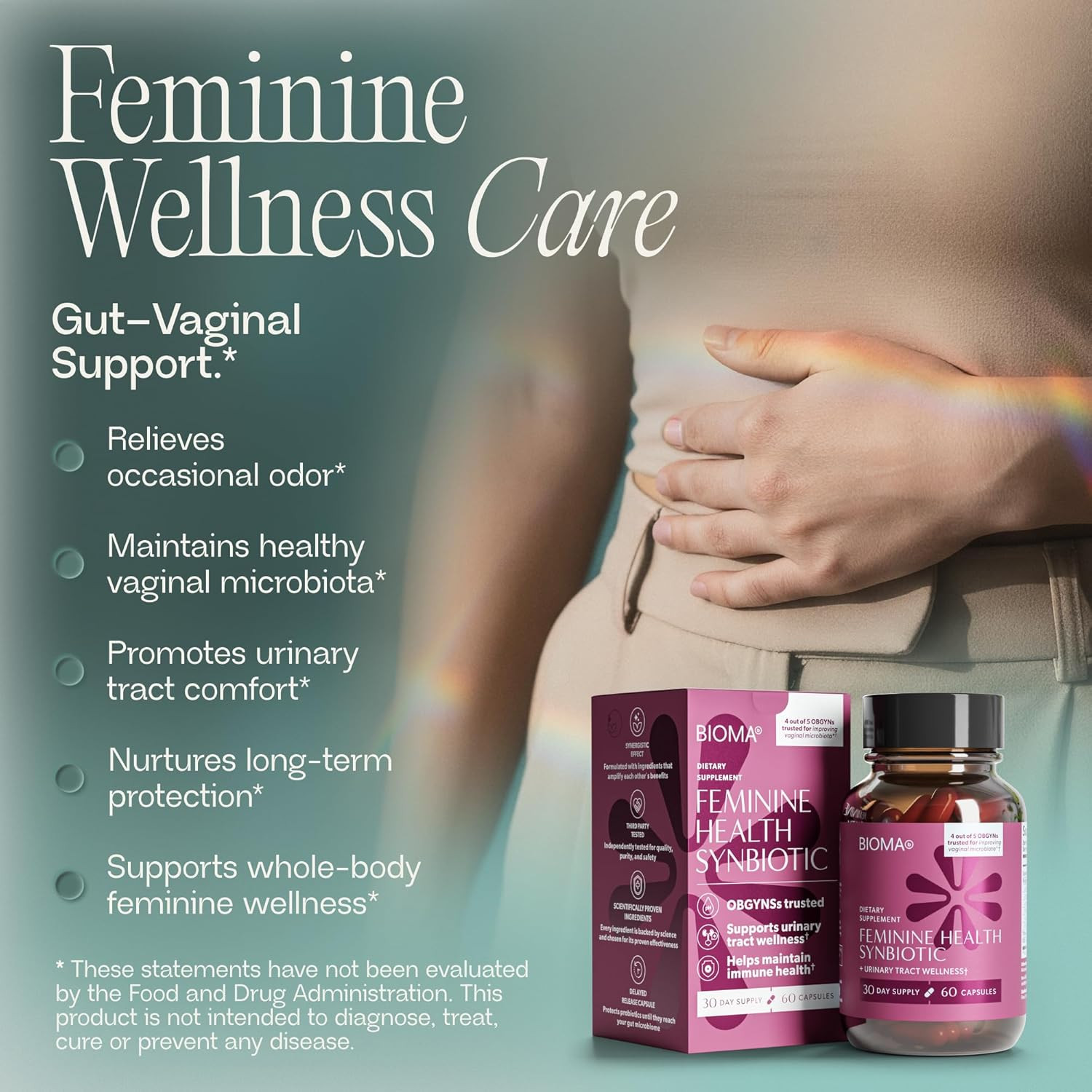 BIOMA Feminine Health Synbiotic Probiotics Cranberry 60 Capsules