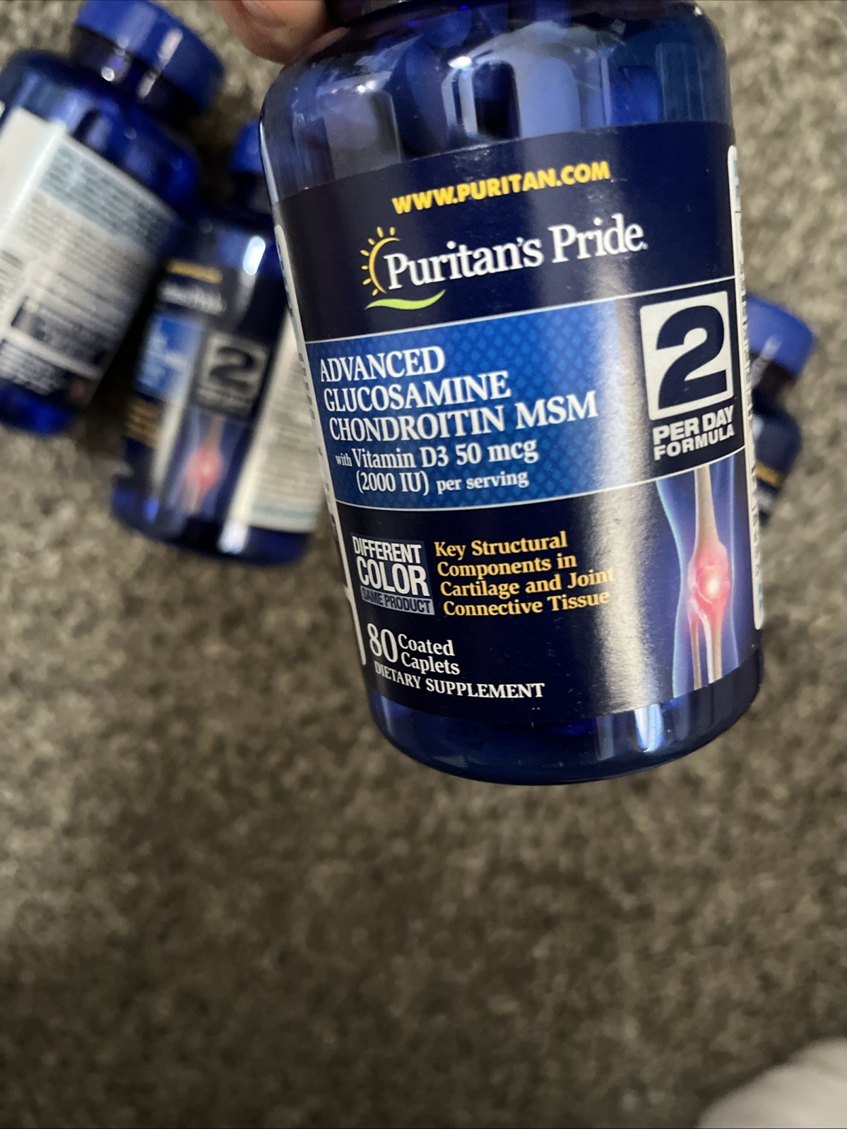 4 Bottle LOT Puritan’s Pride Glucosamine Chondroitin Vitamin D3-160 -320 Caplets