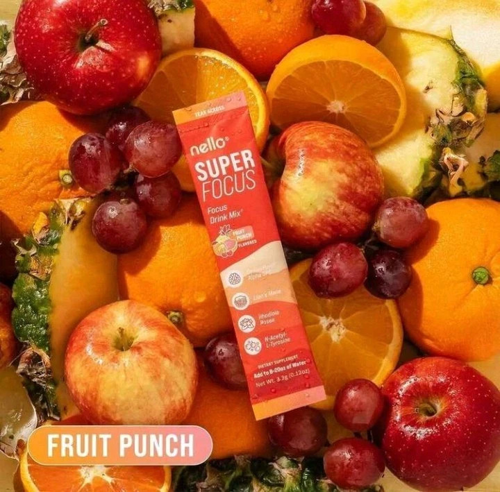 Nello Superfocus Nootropic Drink Mix Dietary Supplement Powder – Fruit Punch
