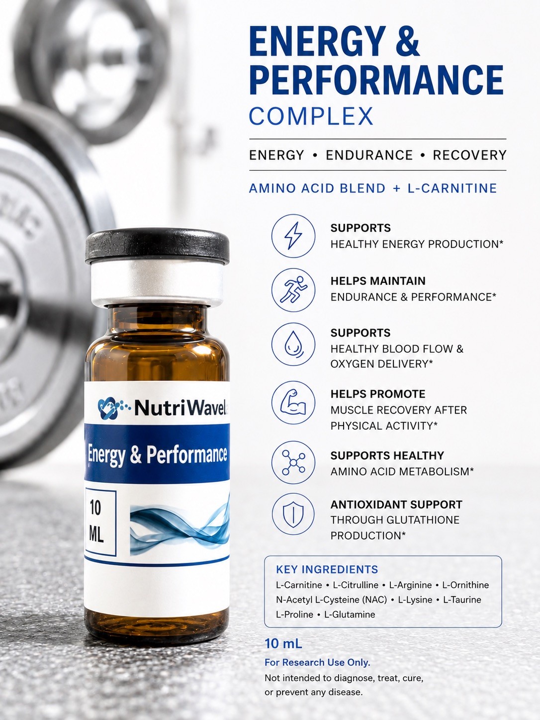 L-Carnitine Citrulline Arginine NAC Performance Energy Complex 10ml