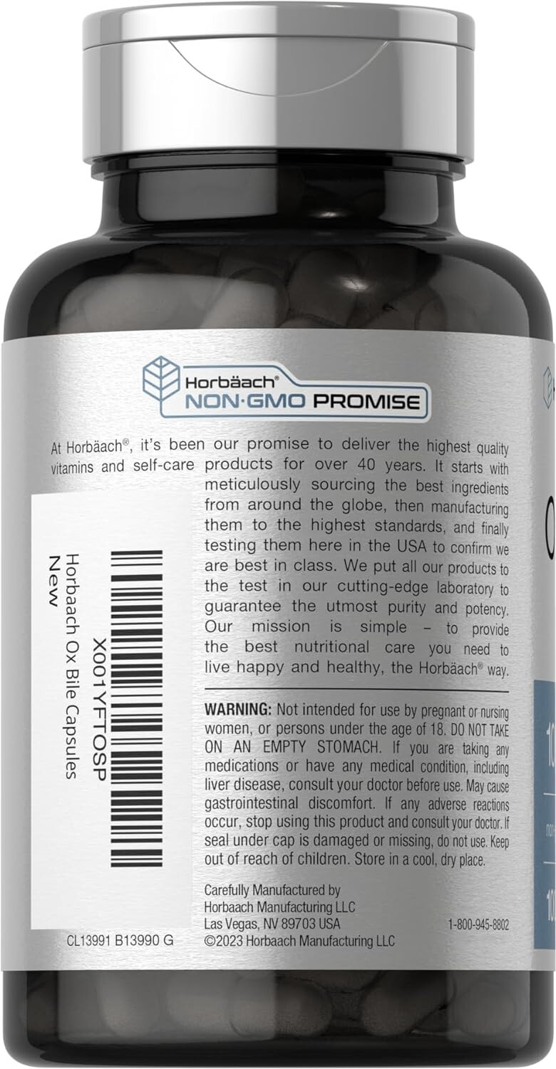Ox Bile 1000 mg Supplement – Digestive Enzymes, Gluten Free & Detox Support -…
