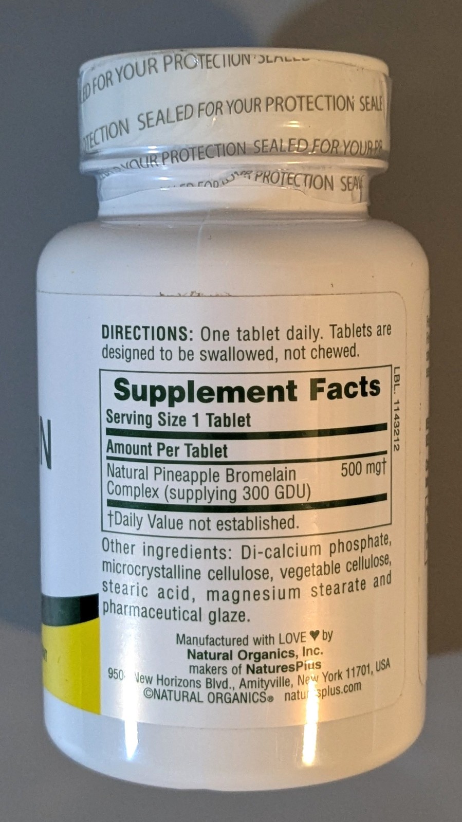 NaturesPlus Bromelain 500mg 60 Tablets Digestive Enzyme Exp 07/27 Sealed
