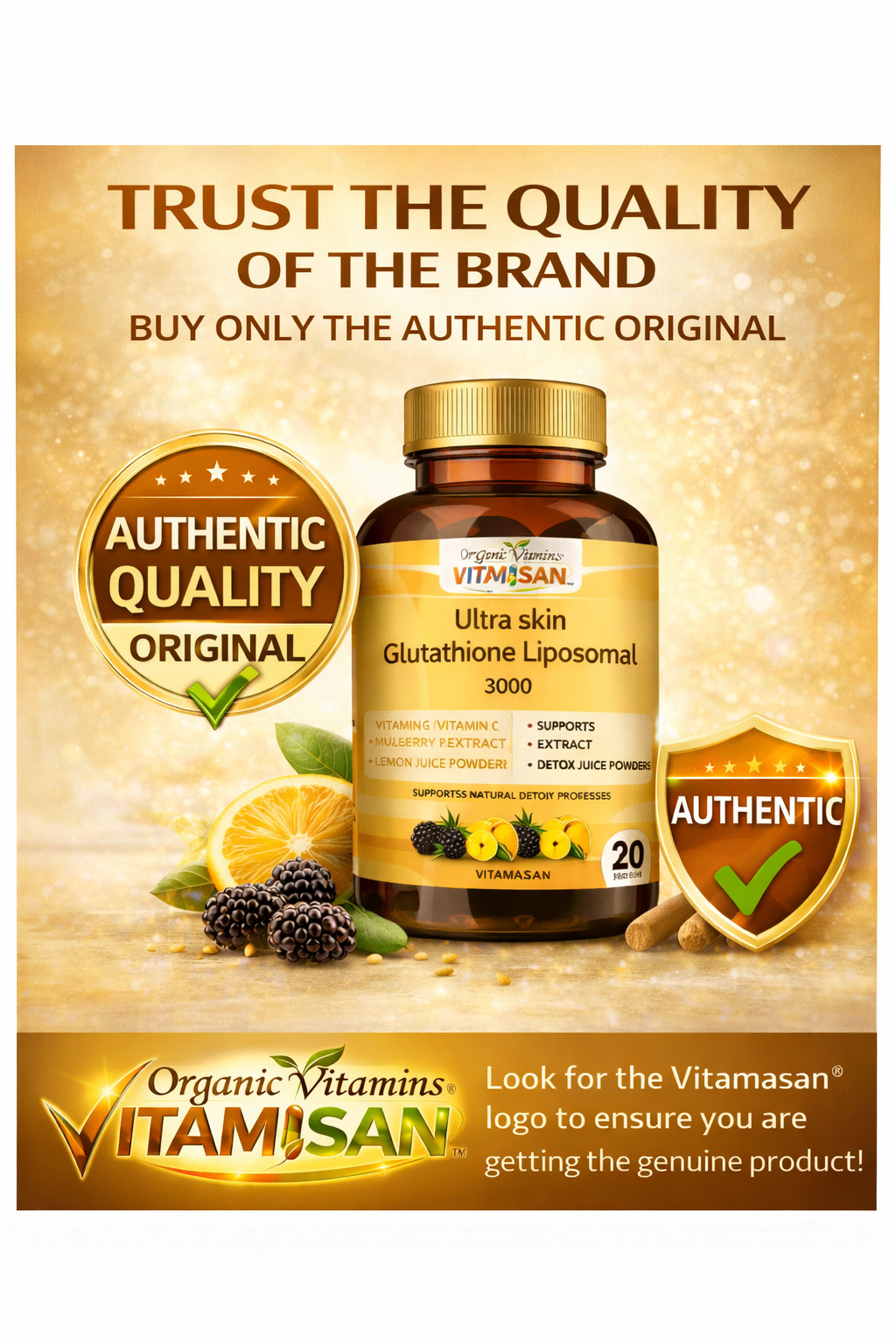 Glutathione Liposomal 3000 + Vitamin C Antioxidant Support 90 Caps