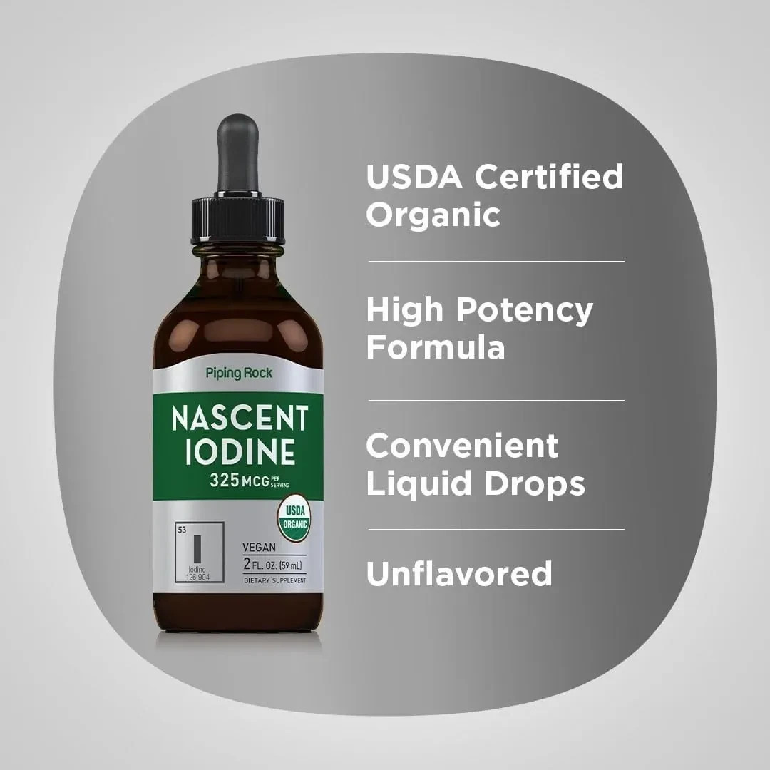 Piping Rock Nascent Iodine Drops Organic | 2 fl oz | 2 Fl Oz (Pack of 1)